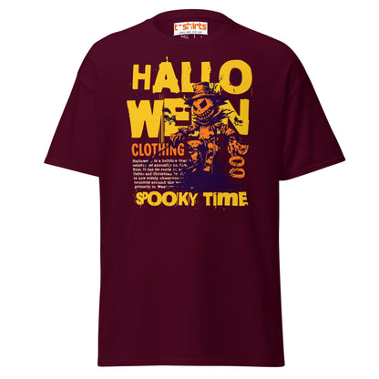 Halloween Scarecrow Spooky Time T-Shirt - Maroon - T-Shirts Online