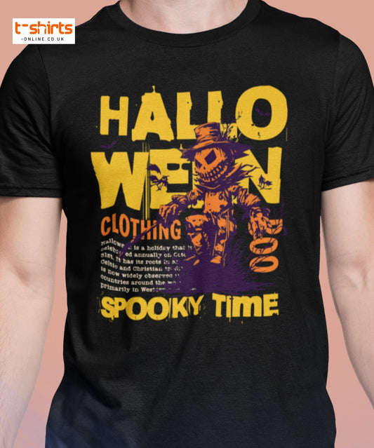Halloween Scarecrow Spooky Time T-Shirt - Maroon - T-Shirts Online
