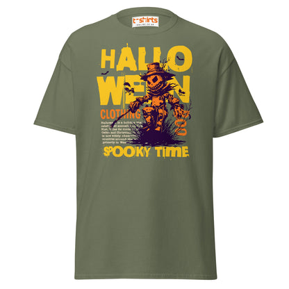 Halloween Scarecrow Spooky Time T-Shirt - Military Green - T-Shirts Online