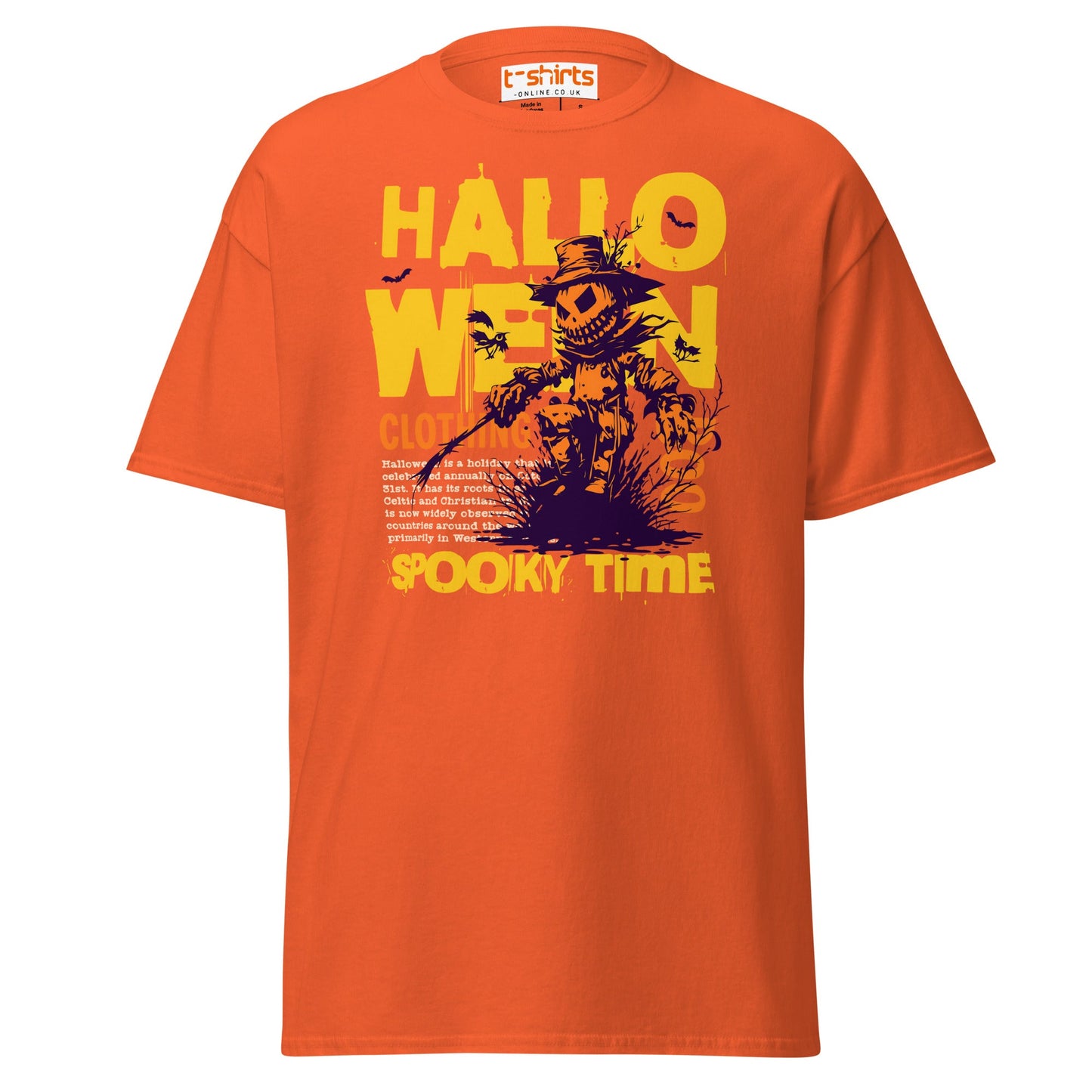 Halloween Scarecrow Spooky Time T-Shirt - Orange - T-Shirts Online