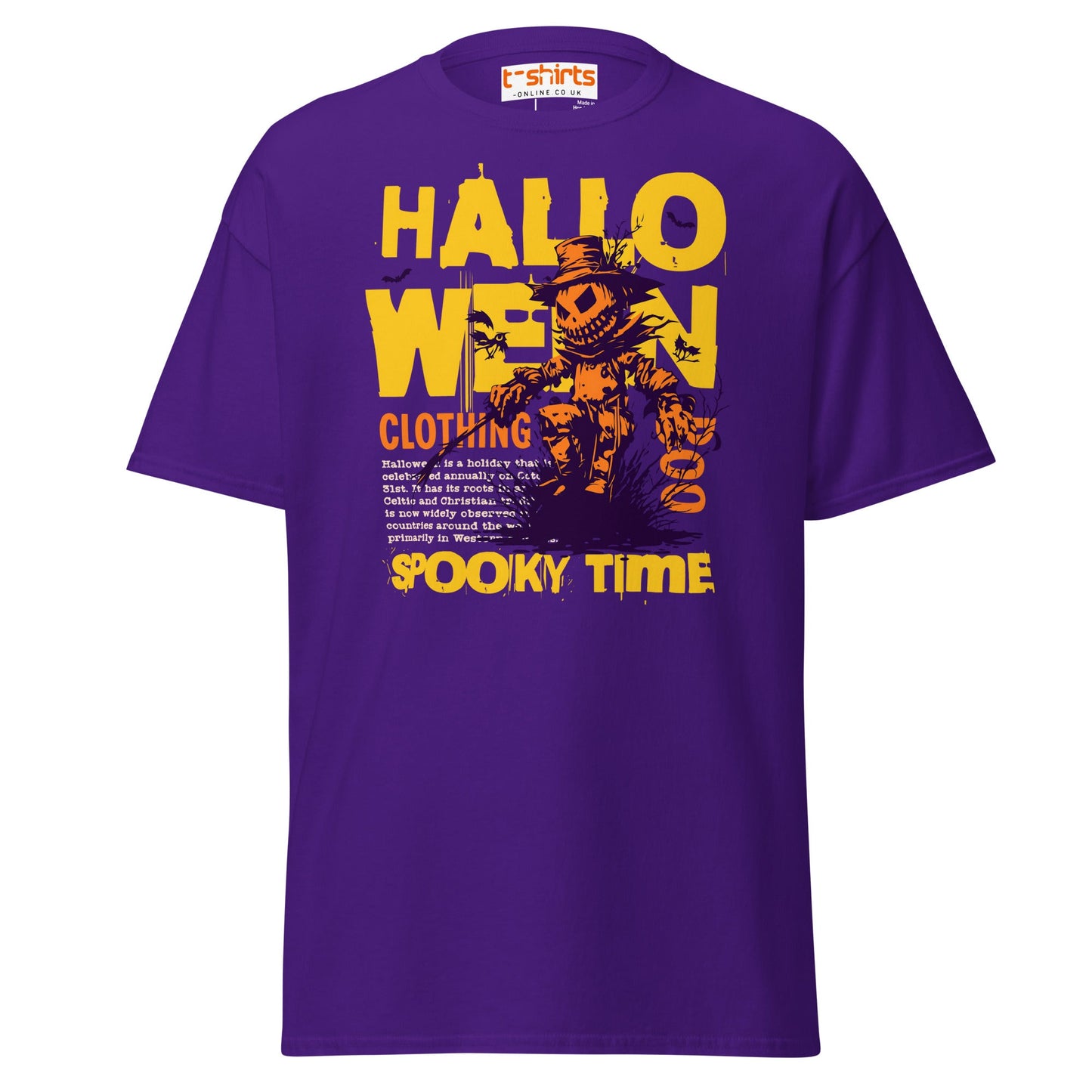 Halloween Scarecrow Spooky Time T-Shirt - Purple - T-Shirts Online