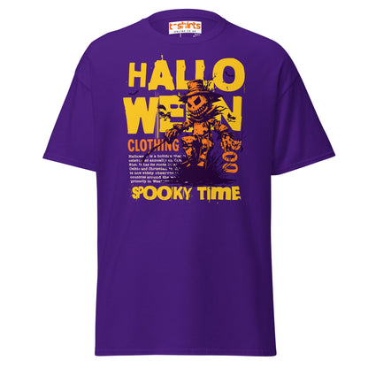 Halloween Scarecrow Spooky Time T-Shirt - Purple - T-Shirts Online