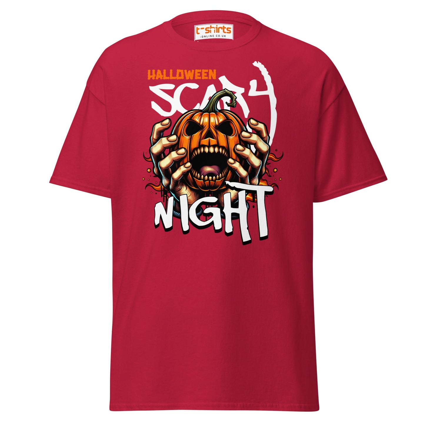 Halloween Scary Night T-Shirt | Pumpkin Horror Tee - Cardinal - T-Shirts Online