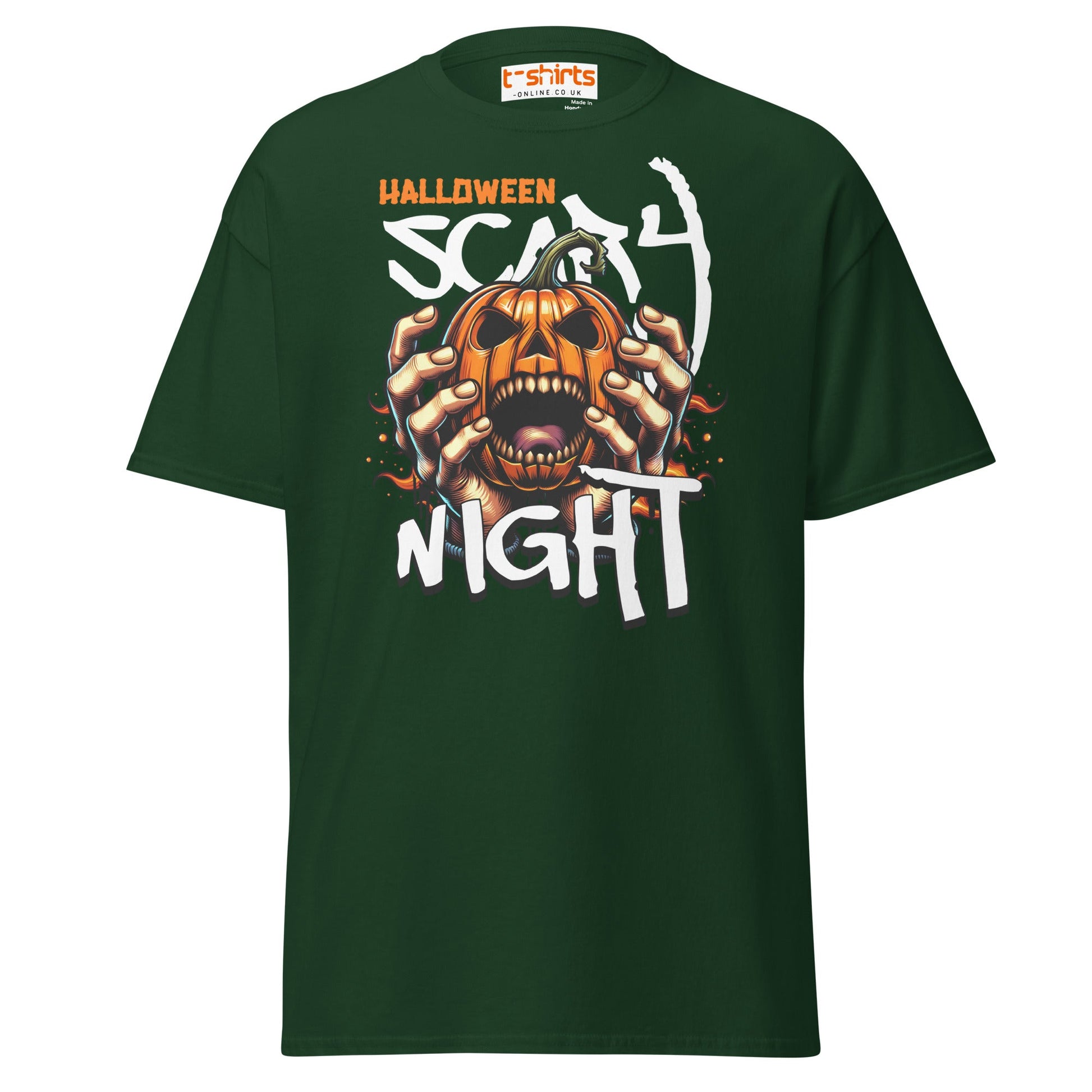 Halloween Scary Night T-Shirt | Pumpkin Horror Tee - Forest Green - T-Shirts Online