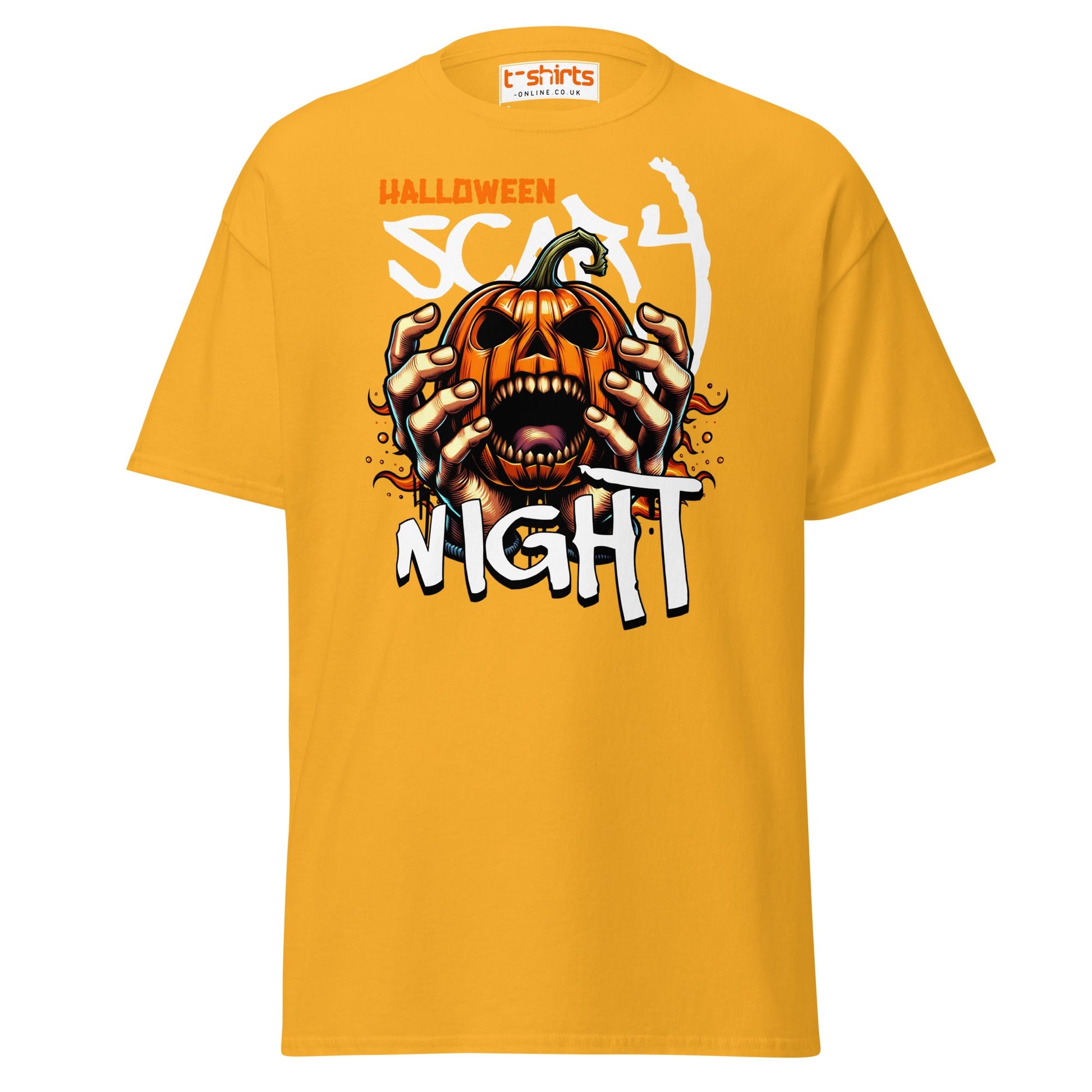 Halloween Scary Night T-Shirt | Pumpkin Horror Tee - Gold - T-Shirts Online