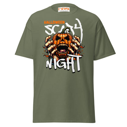 Halloween Scary Night T-Shirt | Pumpkin Horror Tee - Military Green - T-Shirts Online