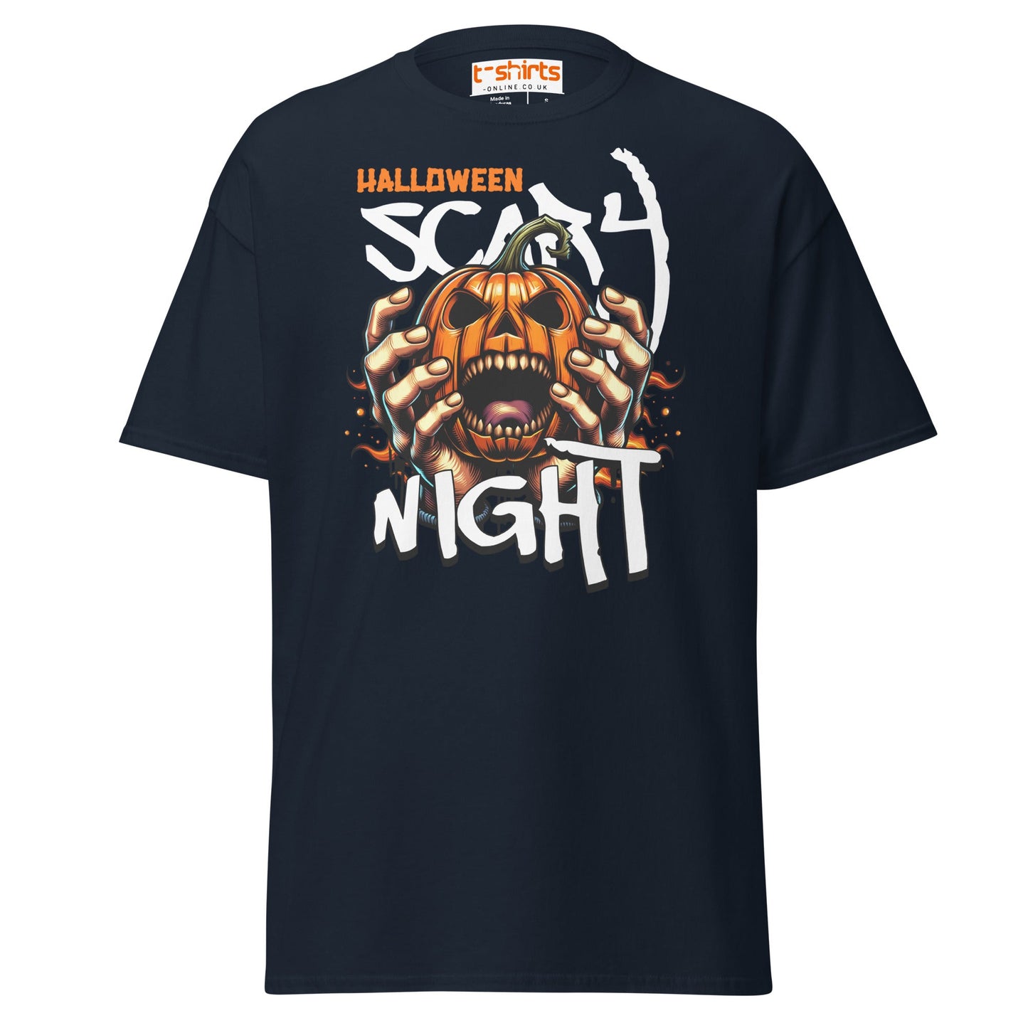 Halloween Scary Night T-Shirt | Pumpkin Horror Tee - Navy - T-Shirts Online