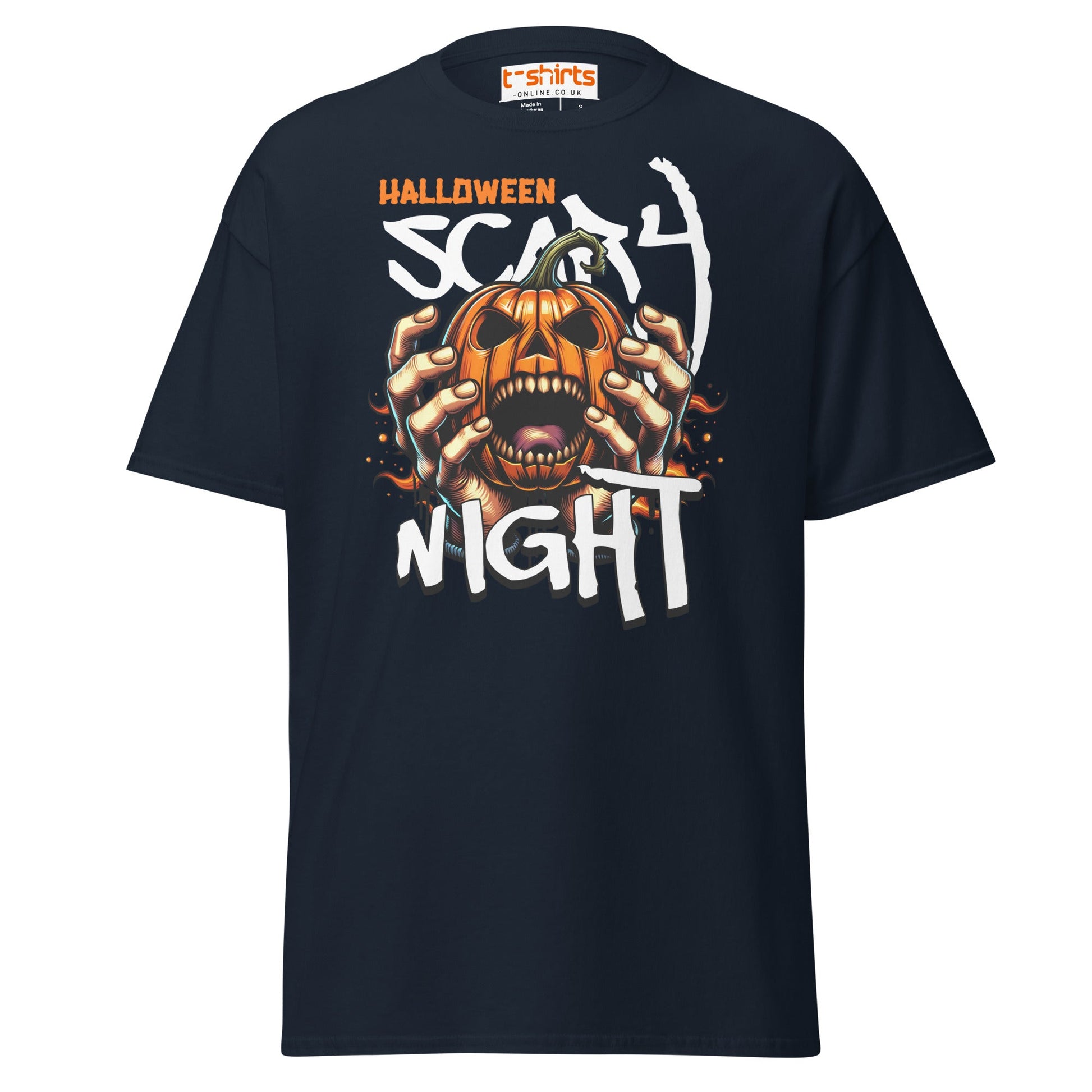 Halloween Scary Night T-Shirt | Pumpkin Horror Tee - Navy - T-Shirts Online