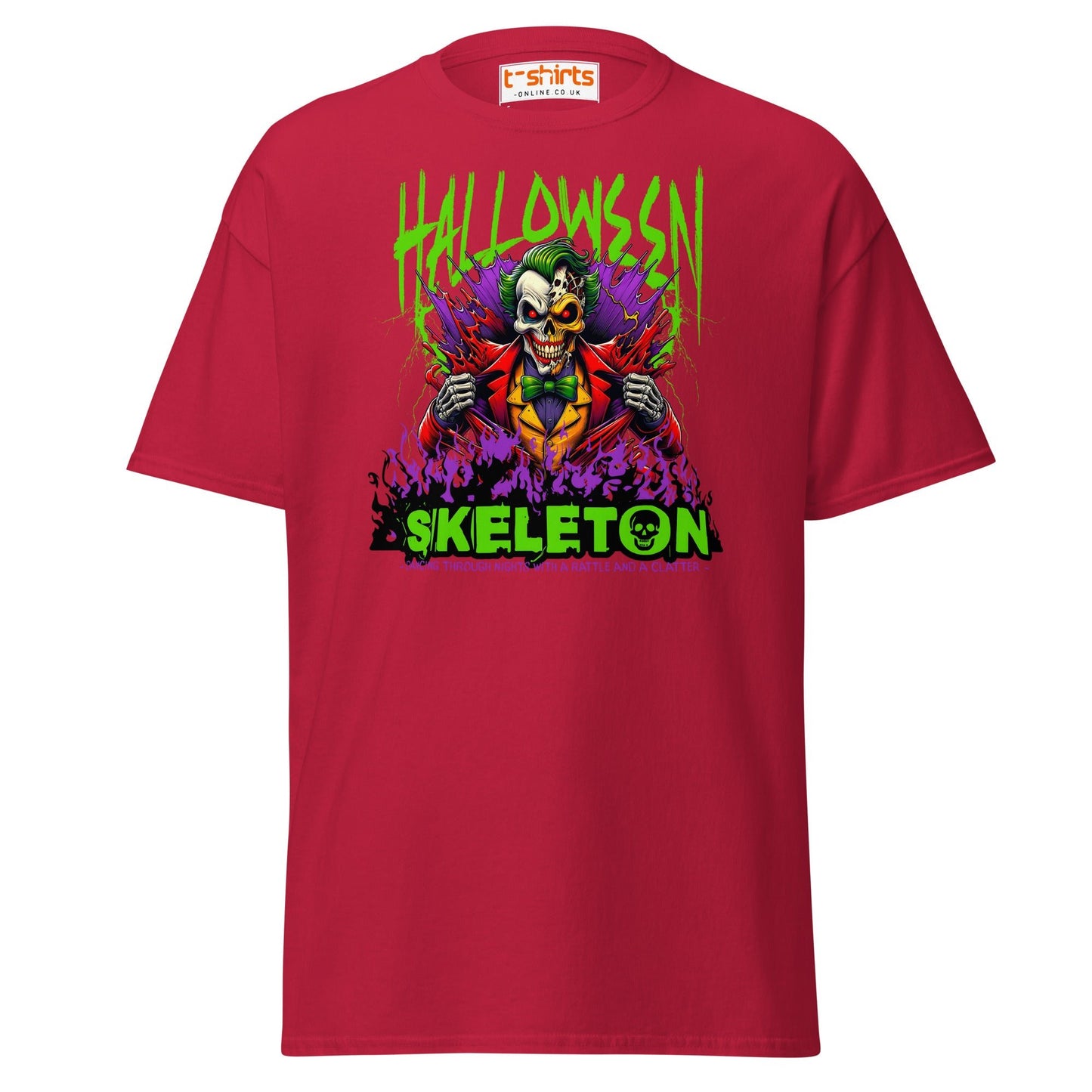 Halloween Skeleton Clown T-Shirt - Cardinal - T-Shirts Online