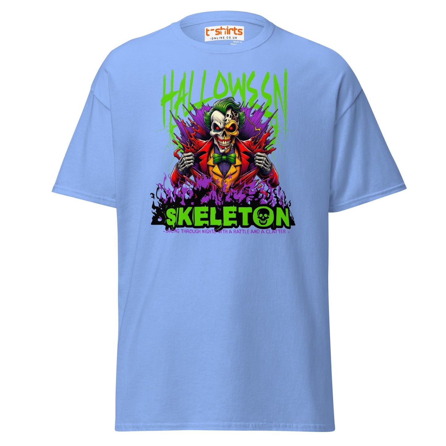 Halloween Skeleton Clown T-Shirt - Carolina Blue - T-Shirts Online
