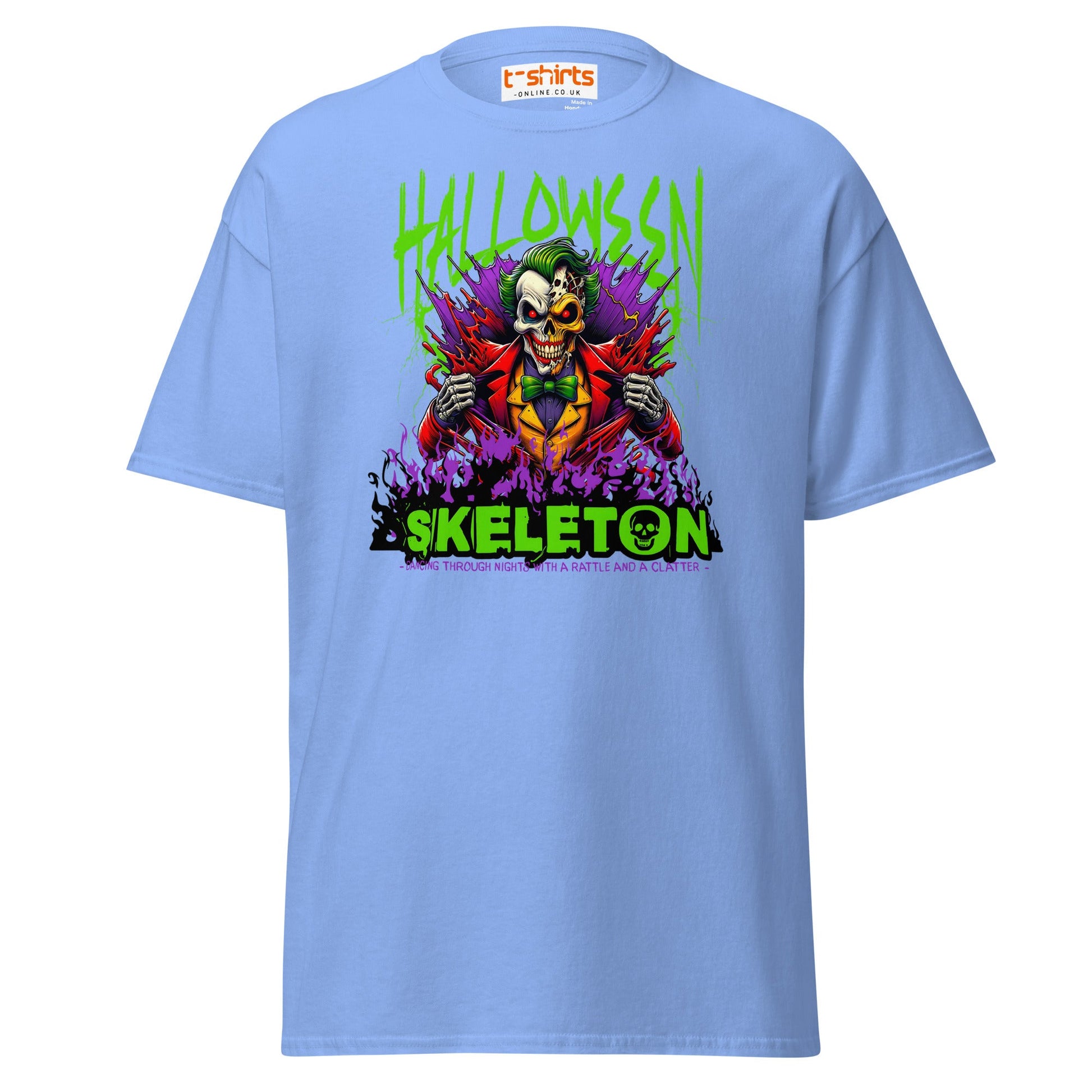 Halloween Skeleton Clown T-Shirt - Carolina Blue - T-Shirts Online