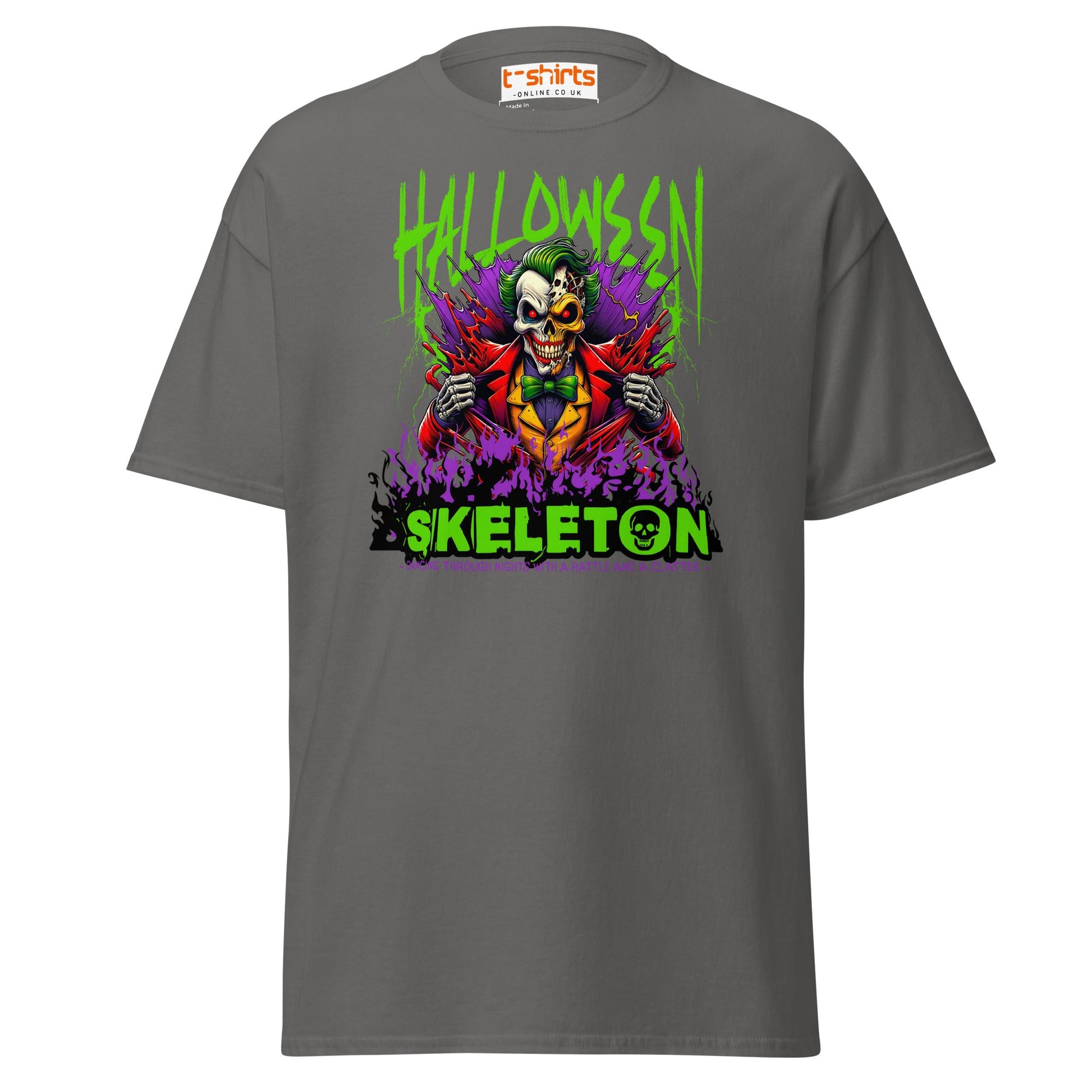 Halloween Skeleton Clown T-Shirt - Charcoal - T-Shirts Online