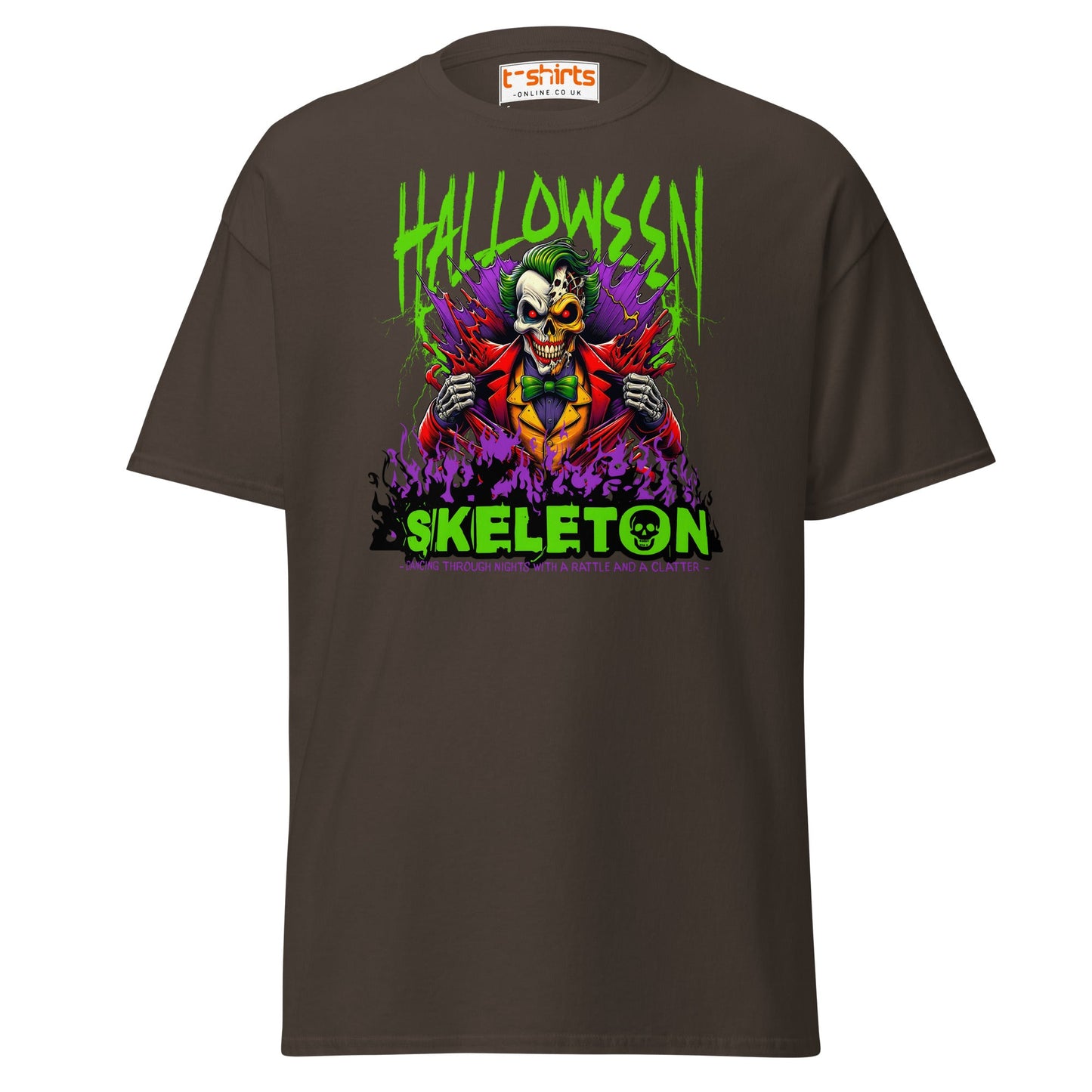 Halloween Skeleton Clown T-Shirt - Dark Chocolate - T-Shirts Online