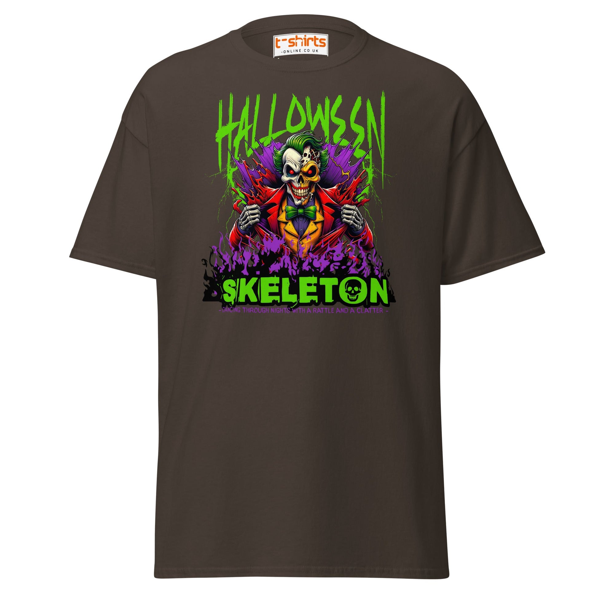 Halloween Skeleton Clown T-Shirt - Dark Chocolate - T-Shirts Online