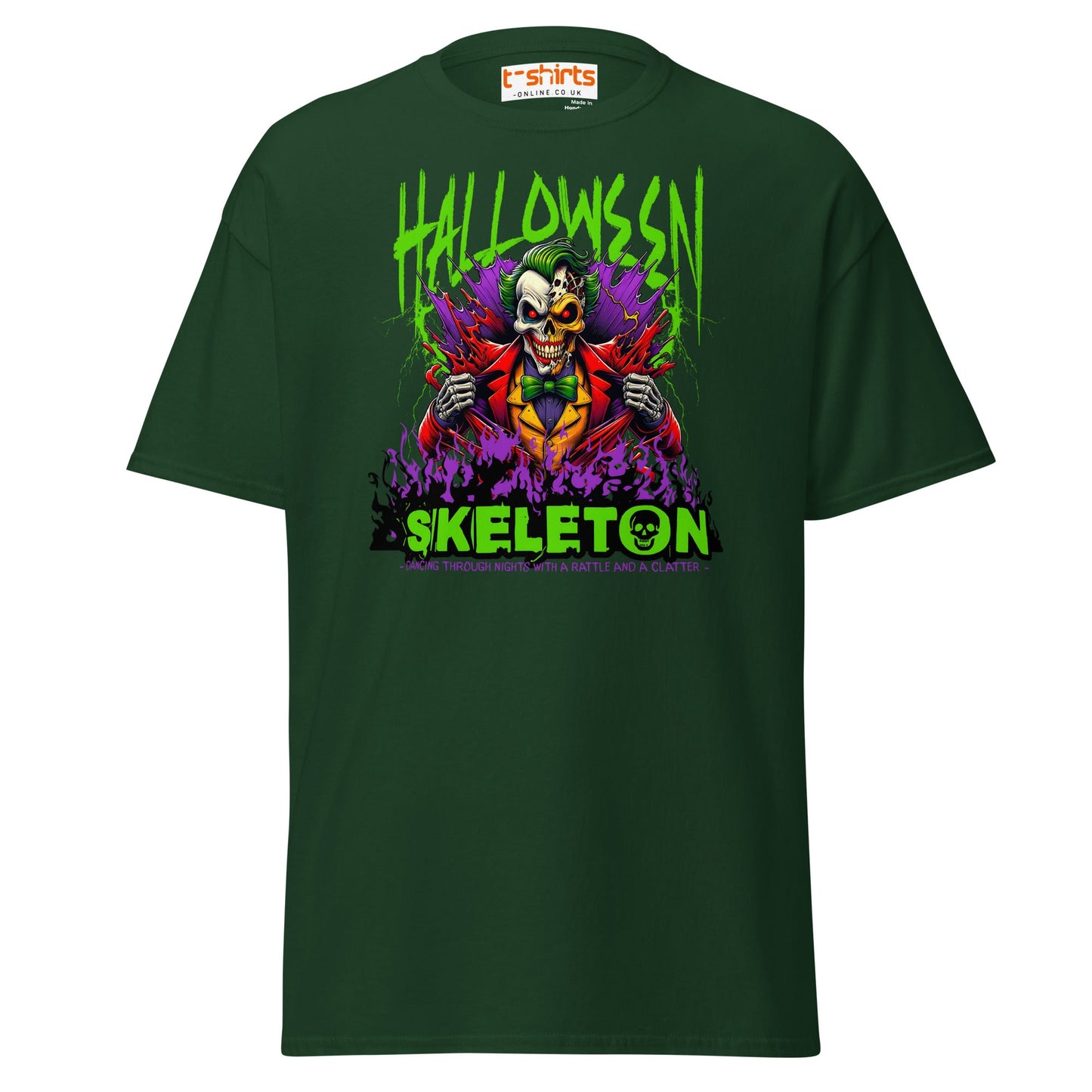Halloween Skeleton Clown T-Shirt - Forest Green - T-Shirts Online