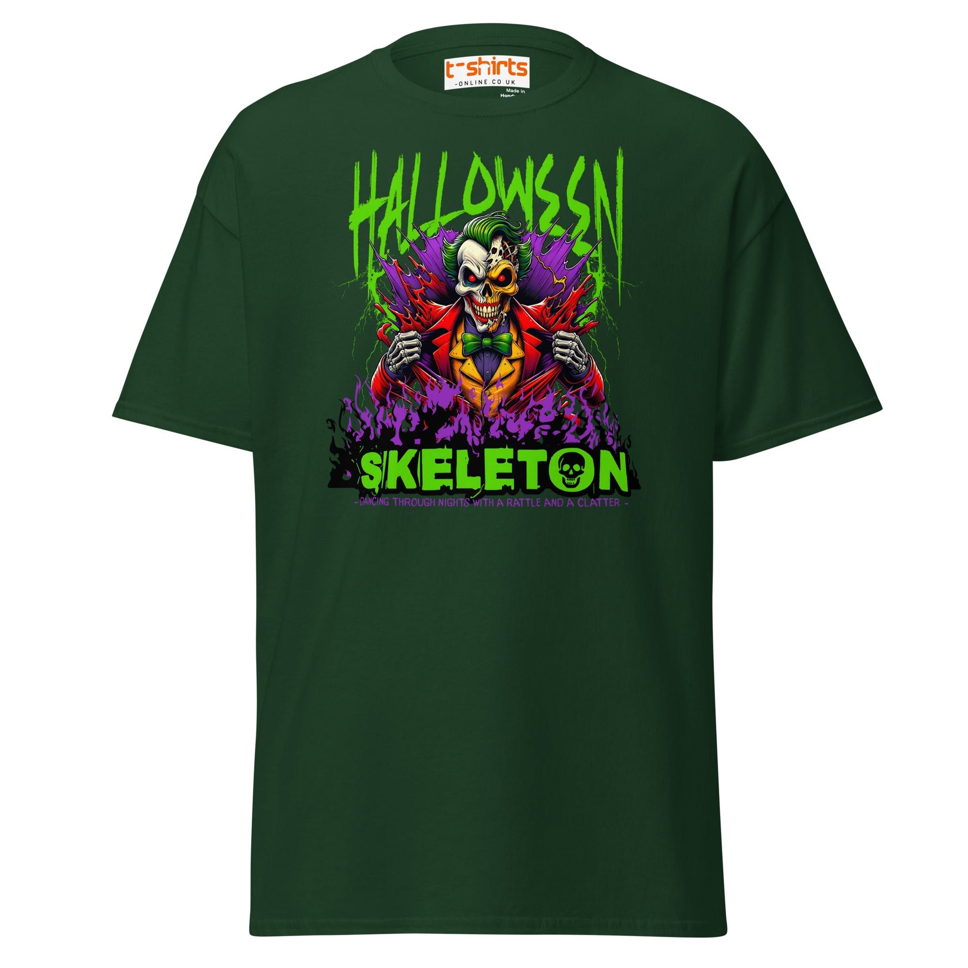Halloween Skeleton Clown T-Shirt - Forest Green - T-Shirts Online