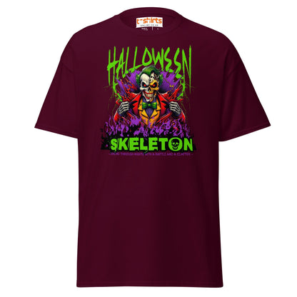 Halloween Skeleton Clown T-Shirt - Maroon - T-Shirts Online