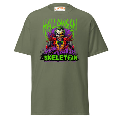 Halloween Skeleton Clown T-Shirt - Military Green - T-Shirts Online