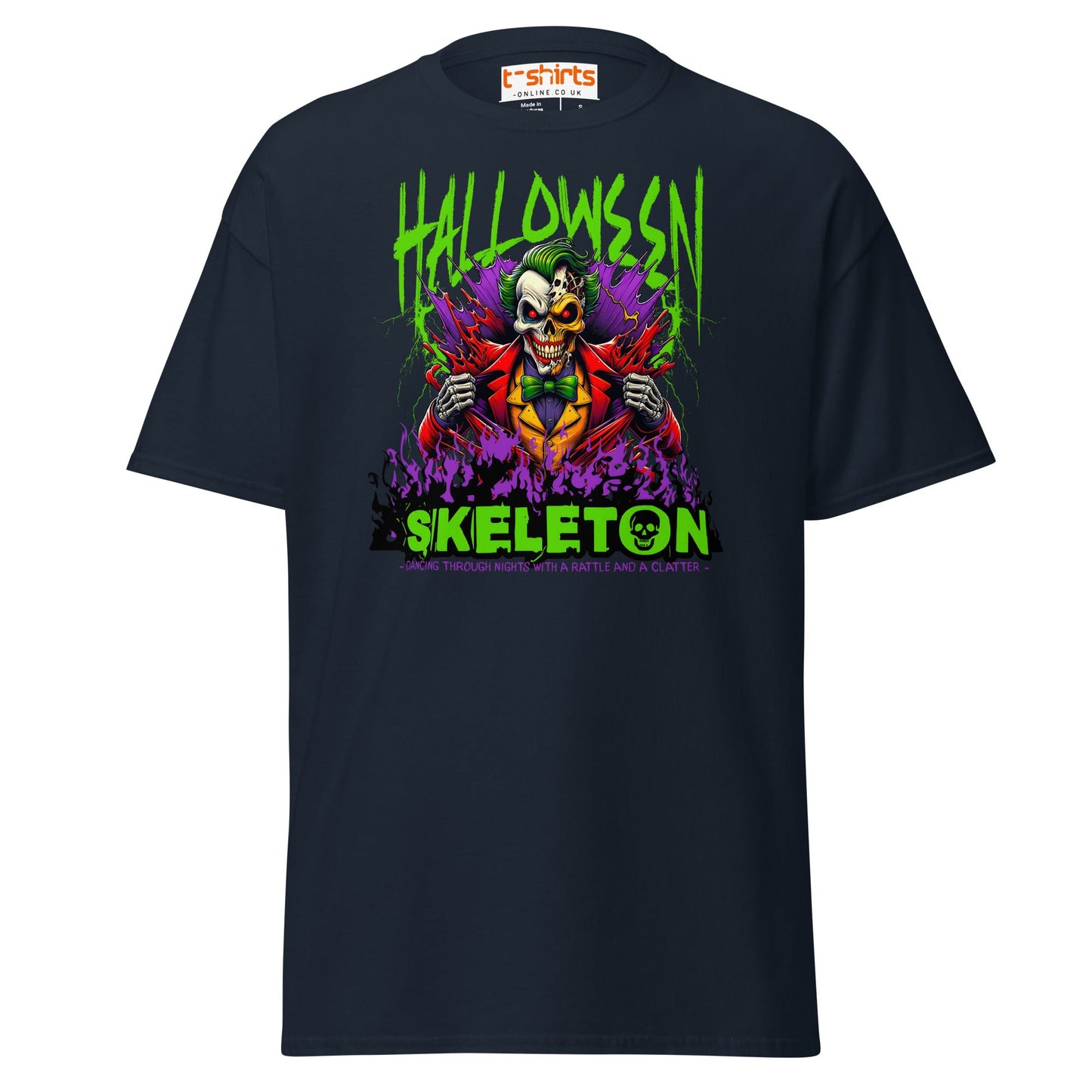 Halloween Skeleton Clown T-Shirt - Navy - T-Shirts Online