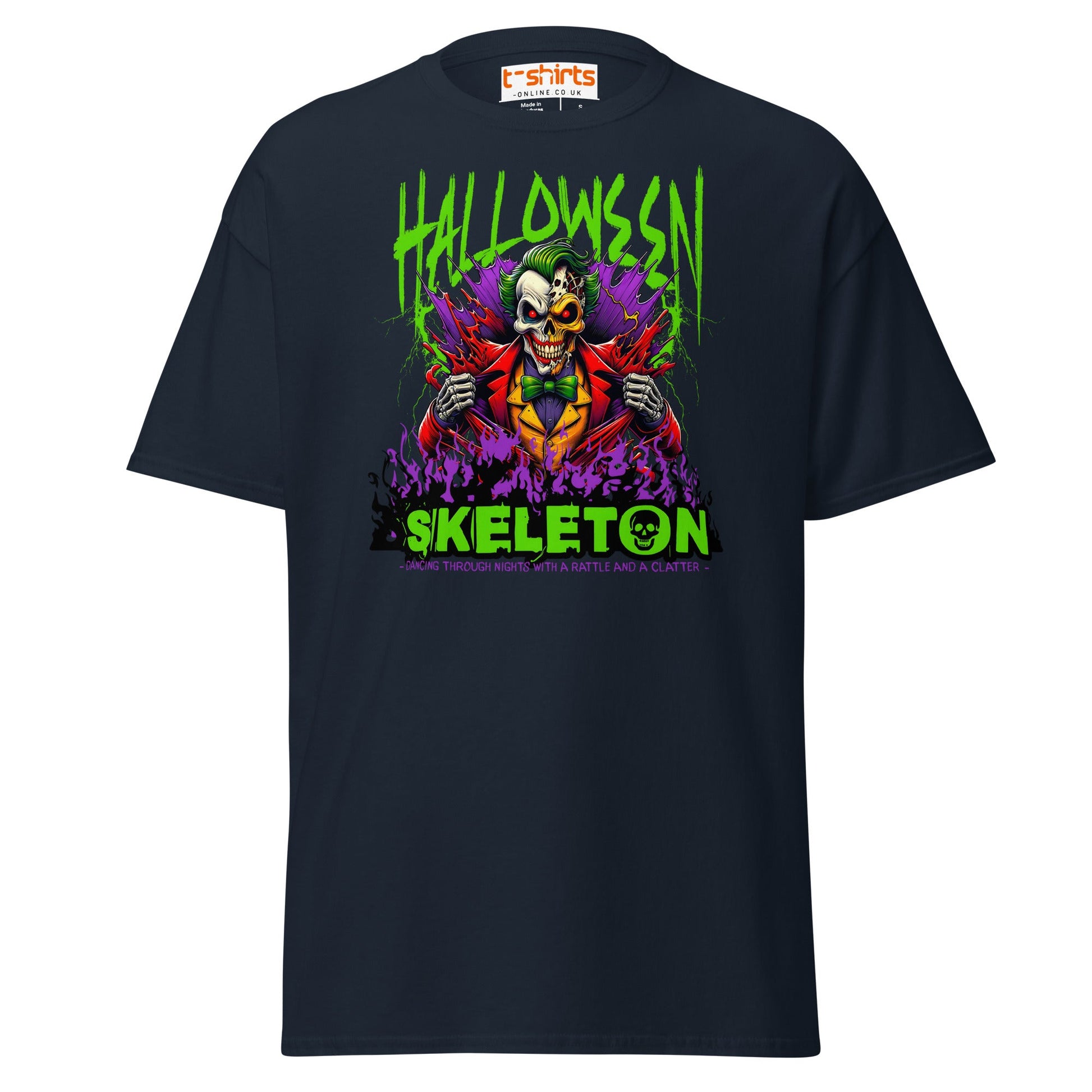 Halloween Skeleton Clown T-Shirt - Navy - T-Shirts Online