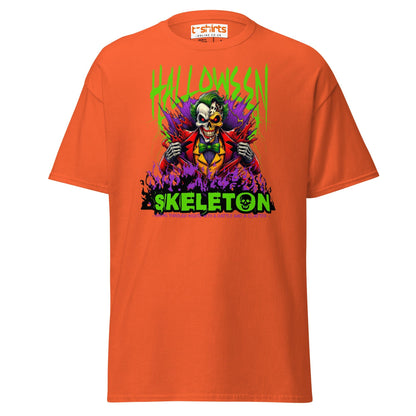 Halloween Skeleton Clown T-Shirt - Orange - T-Shirts Online