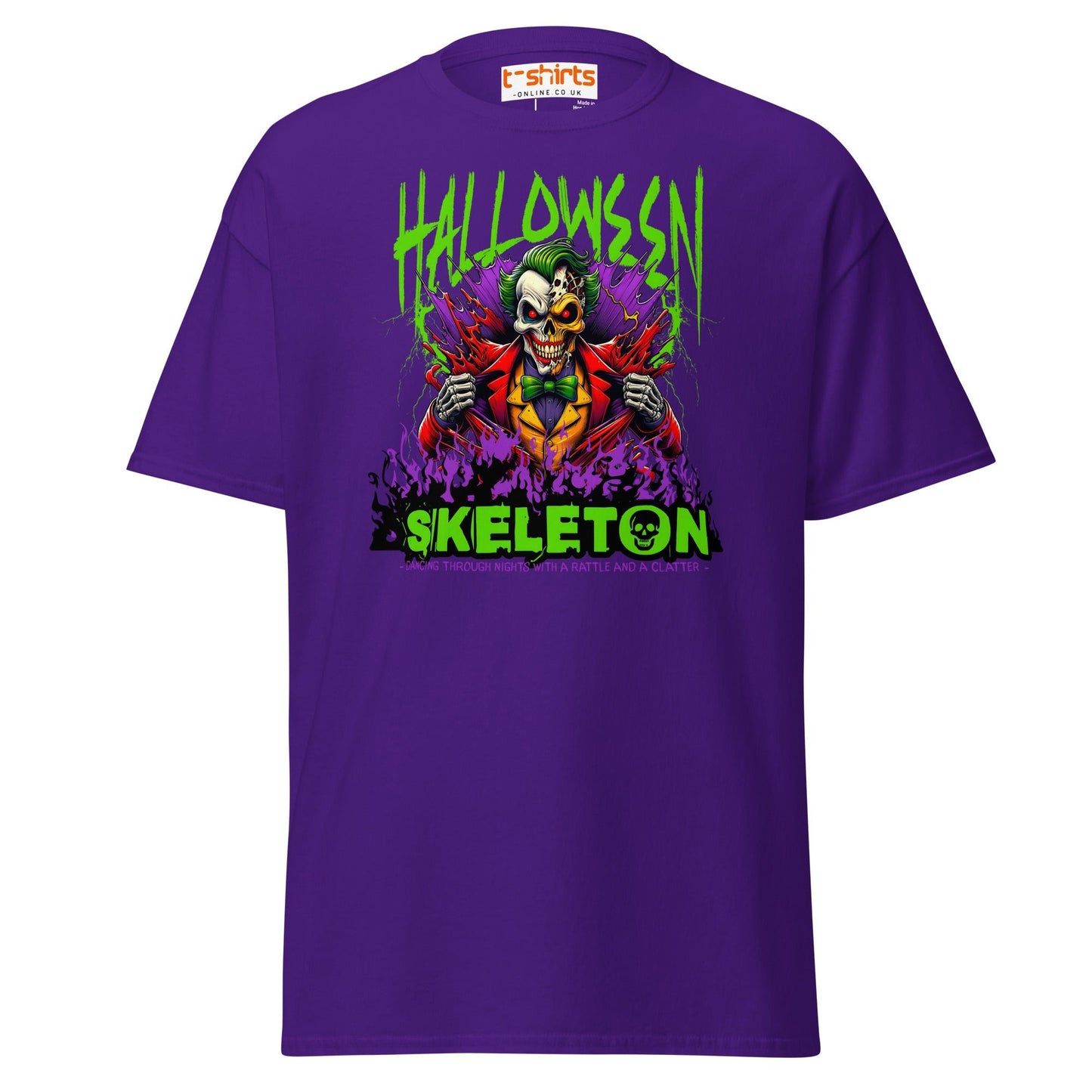 Halloween Skeleton Clown T-Shirt - Purple - T-Shirts Online