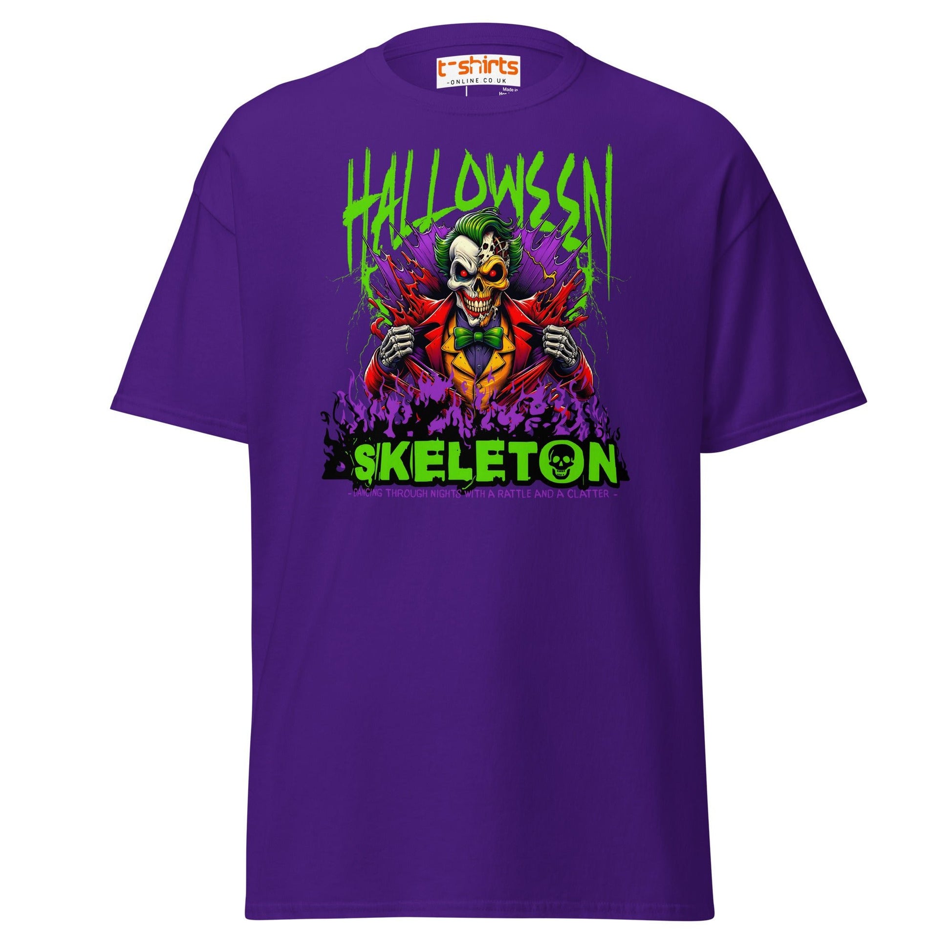 Halloween Skeleton Clown T-Shirt - Purple - T-Shirts Online