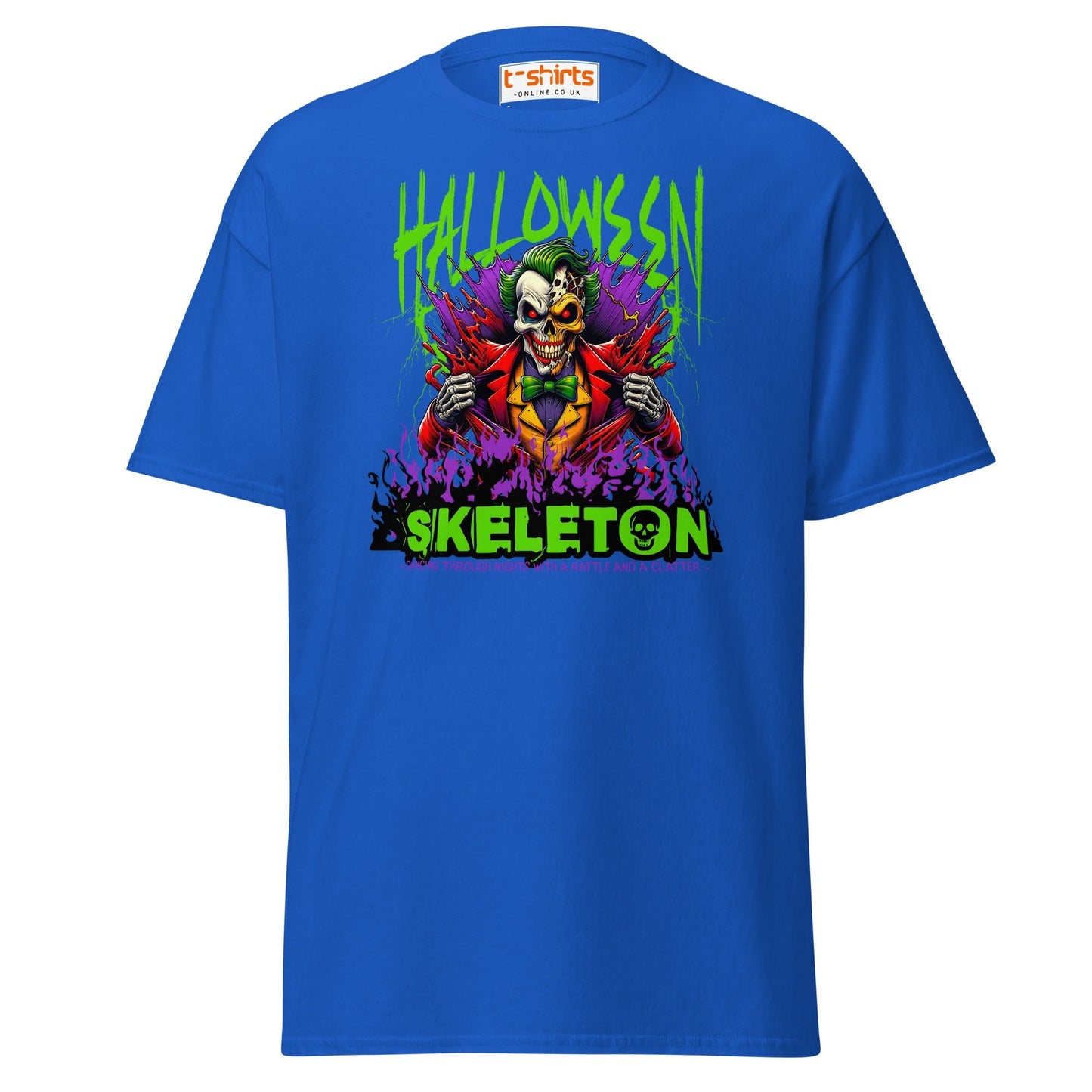 Halloween Skeleton Clown T-Shirt - Royal - T-Shirts Online