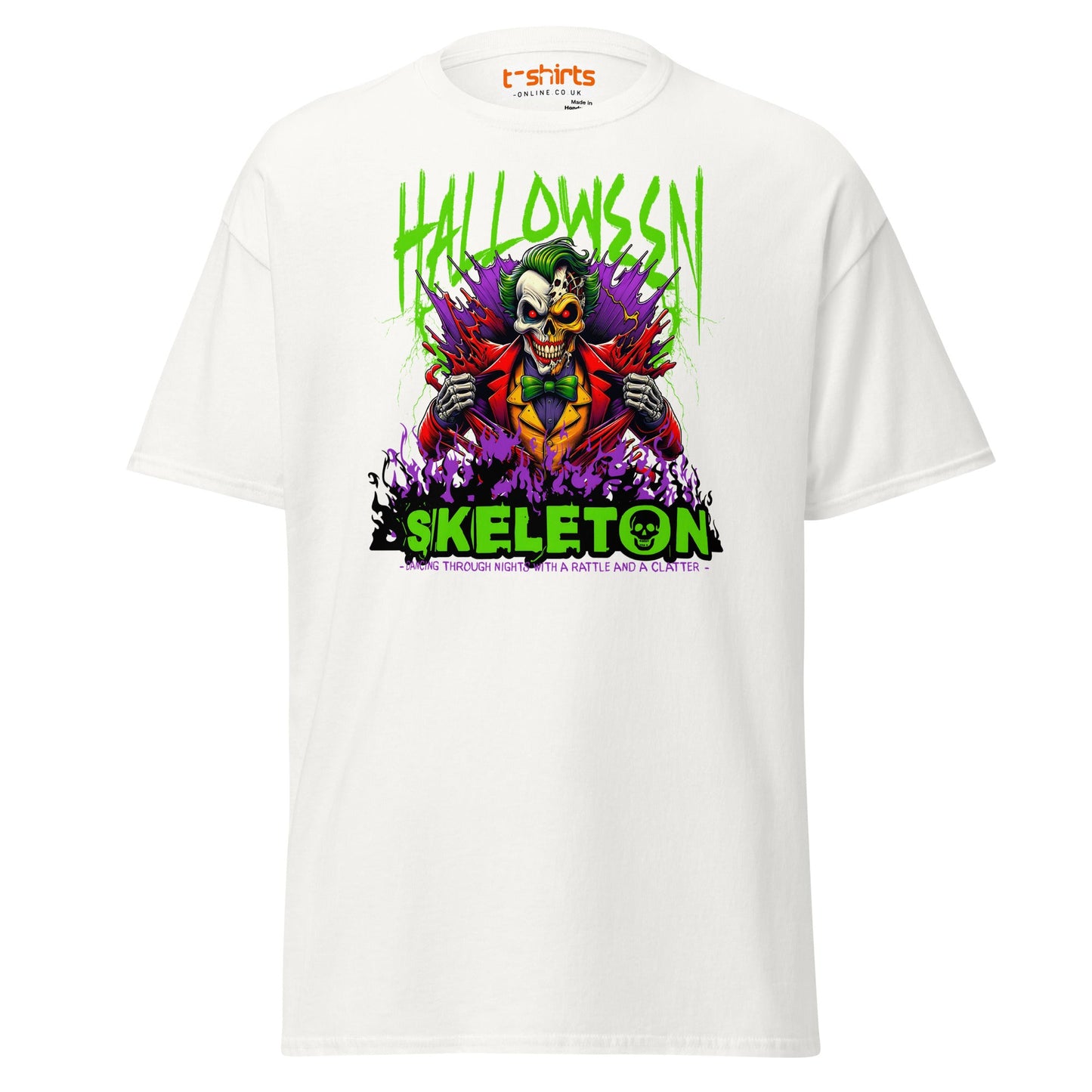 Halloween Skeleton Clown T-Shirt - White - T-Shirts Online