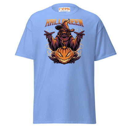 Halloween Witch T-Shirt | Spooky Skeleton Pumpkin Tee - Carolina Blue - T-Shirts Online