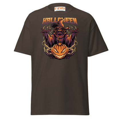 Halloween Witch T-Shirt | Spooky Skeleton Pumpkin Tee - Dark Chocolate - T-Shirts Online