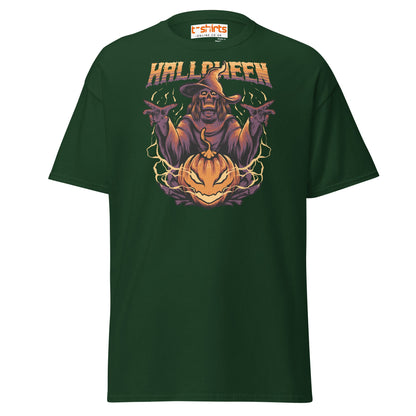 Halloween Witch T-Shirt | Spooky Skeleton Pumpkin Tee - Forest Green - T-Shirts Online