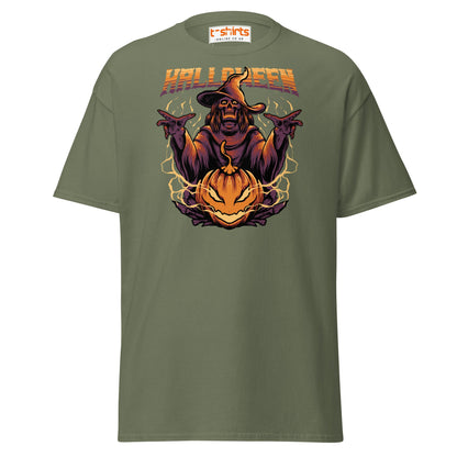 Halloween Witch T-Shirt | Spooky Skeleton Pumpkin Tee - Military Green - T-Shirts Online