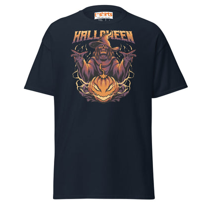 Halloween Witch T-Shirt | Spooky Skeleton Pumpkin Tee - Navy - T-Shirts Online