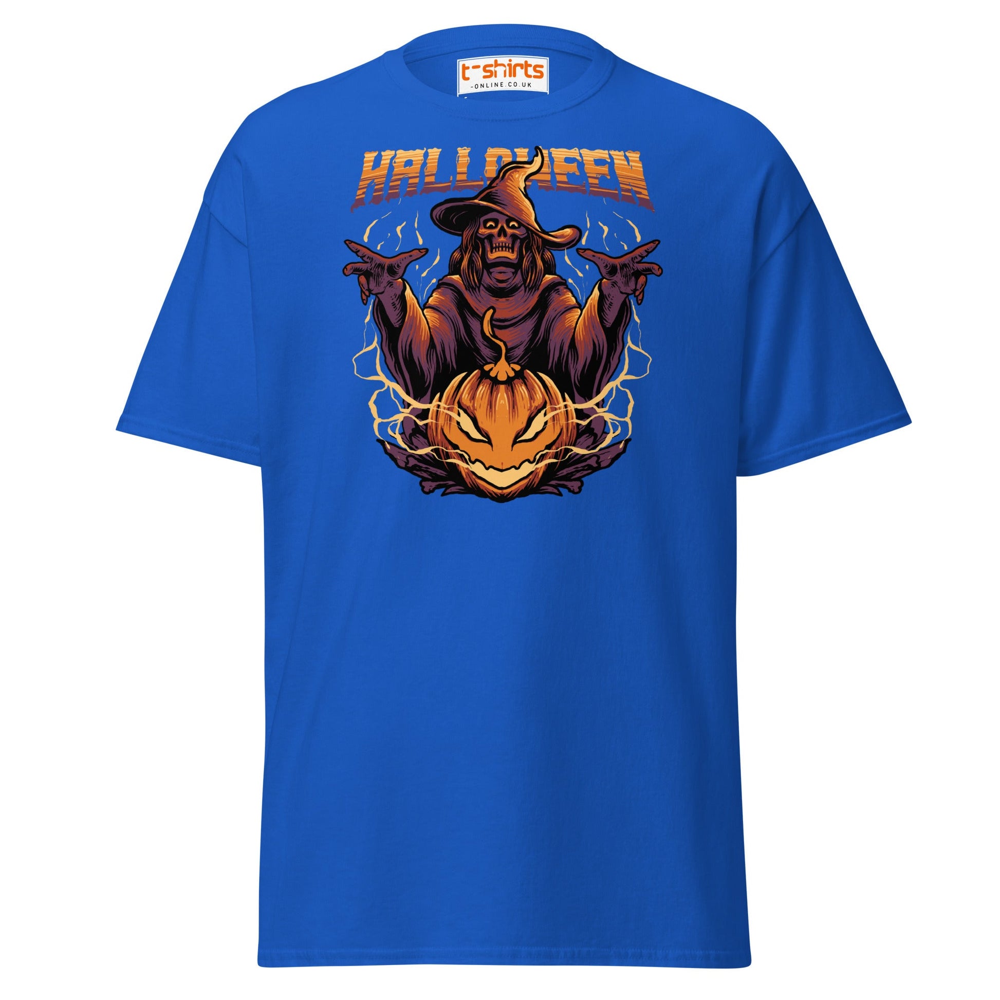 Halloween Witch T-Shirt | Spooky Skeleton Pumpkin Tee - Royal - T-Shirts Online