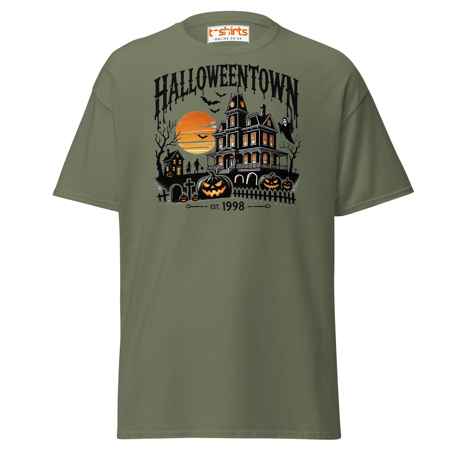Halloweentown Haunted House Halloween T-Shirt - Military Green - T-Shirts Online