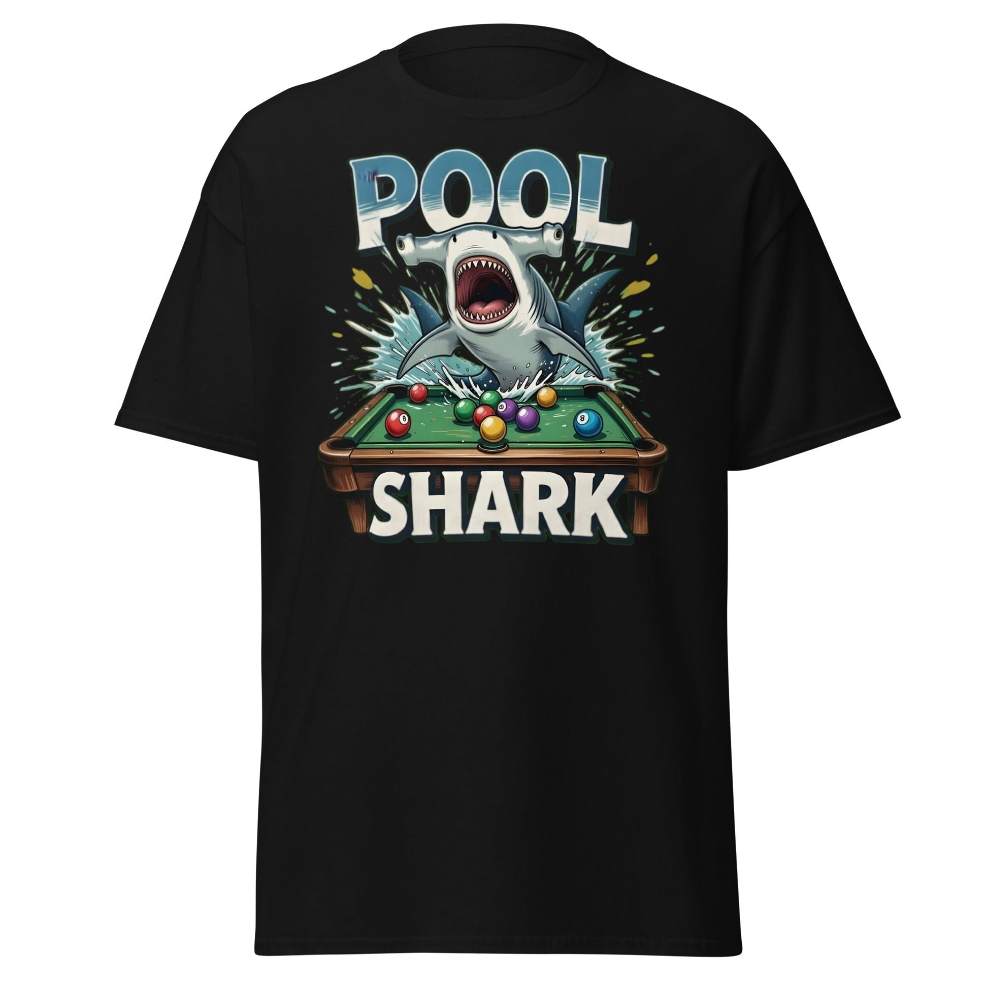 Hammerhead Pool Shark T-Shirt - Funny Billiards Pun Tee - Black - T-Shirts Online
