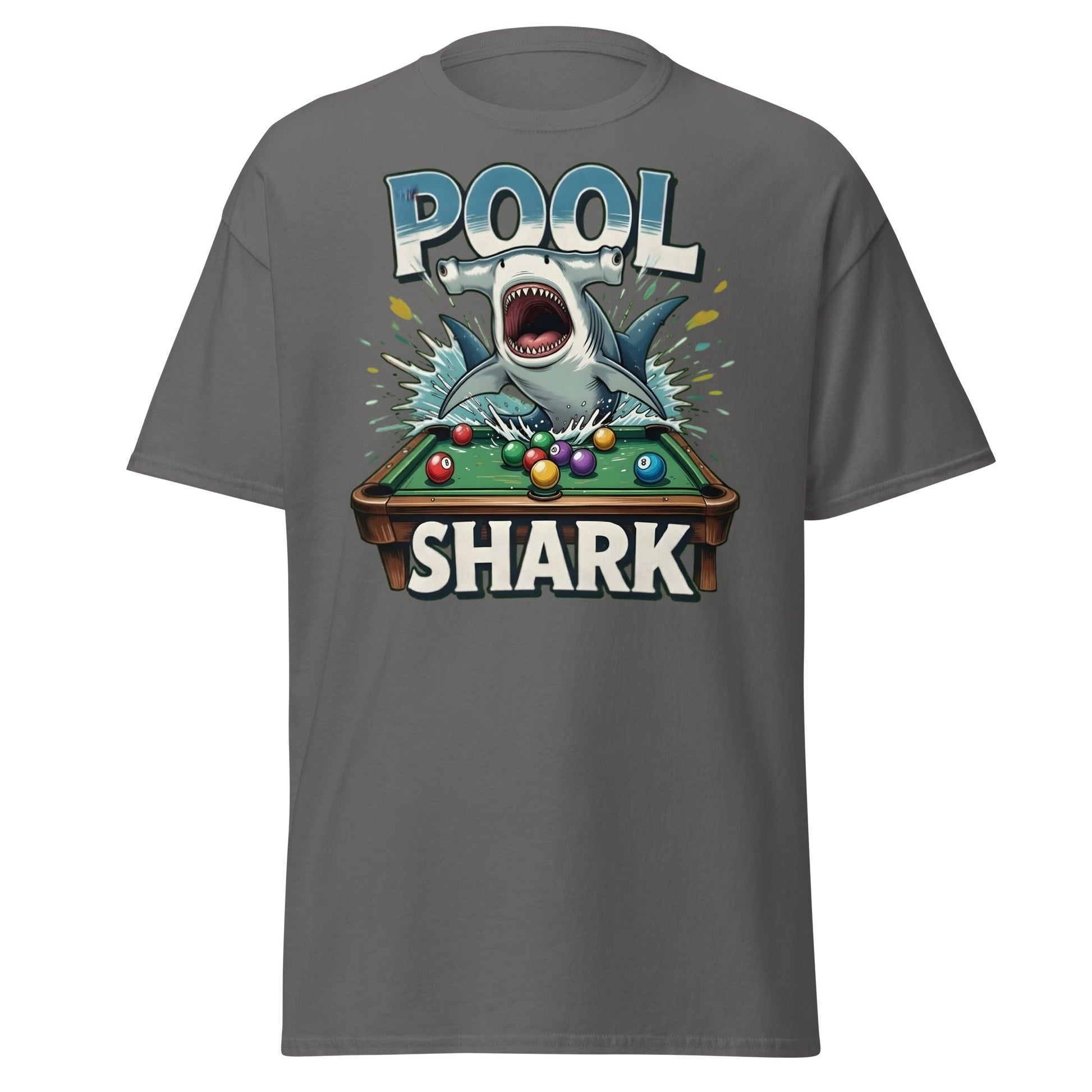 Hammerhead Pool Shark T-Shirt - Funny Billiards Pun Tee - Charcoal - T-Shirts Online