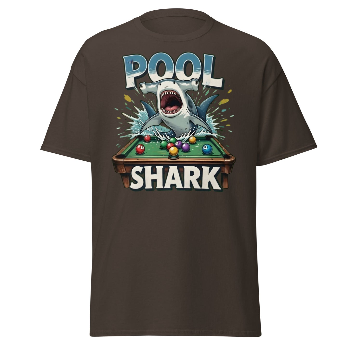 Hammerhead Pool Shark T-Shirt - Funny Billiards Pun Tee - Dark Chocolate - T-Shirts Online