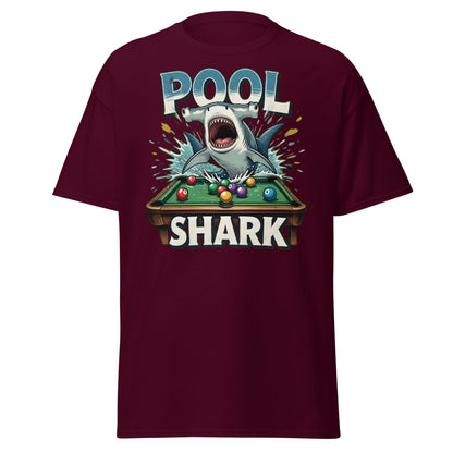 Hammerhead Pool Shark T-Shirt - Funny Billiards Pun Tee - Maroon - T-Shirts Online