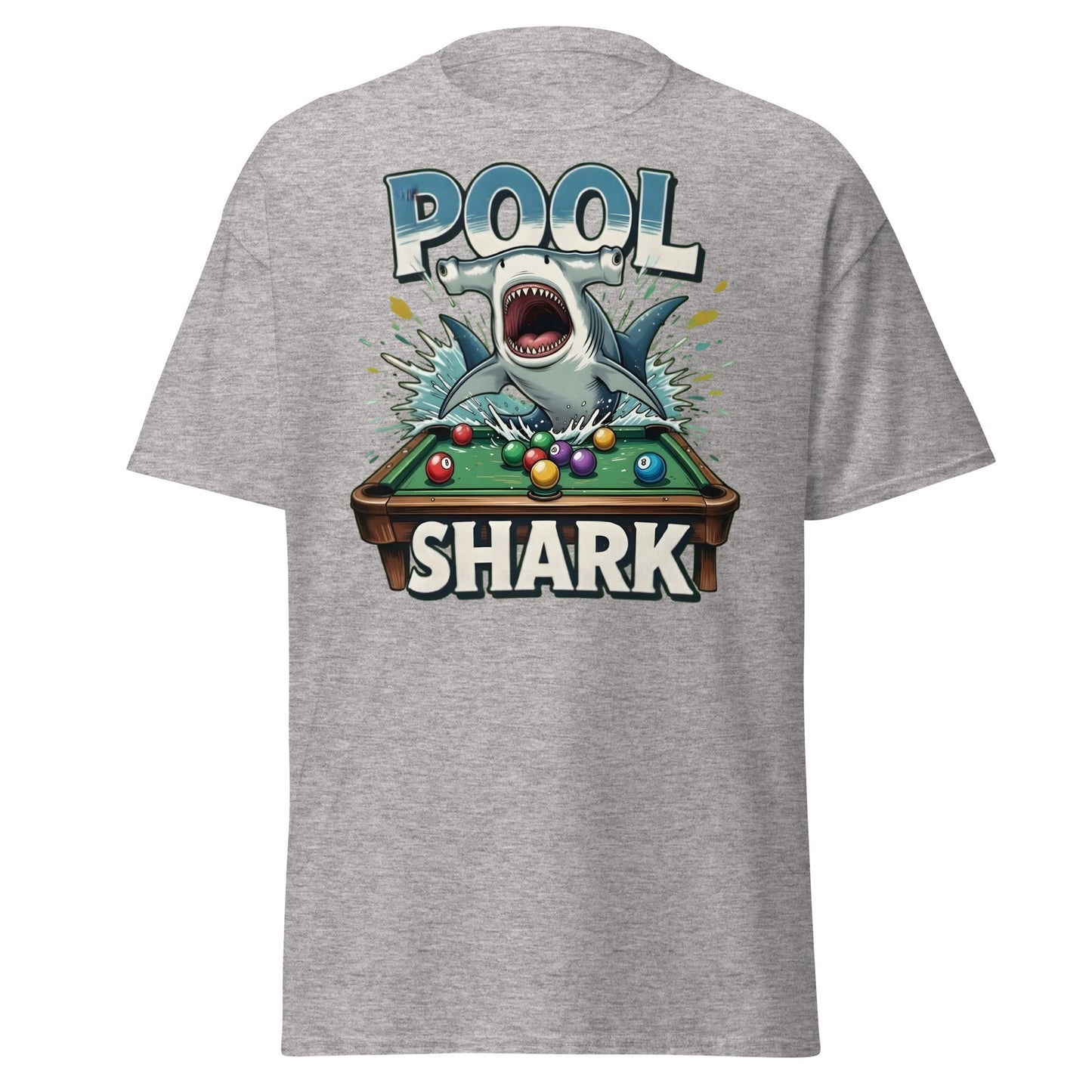 Hammerhead Pool Shark T-Shirt - Funny Billiards Pun Tee - Sport Grey - T-Shirts Online