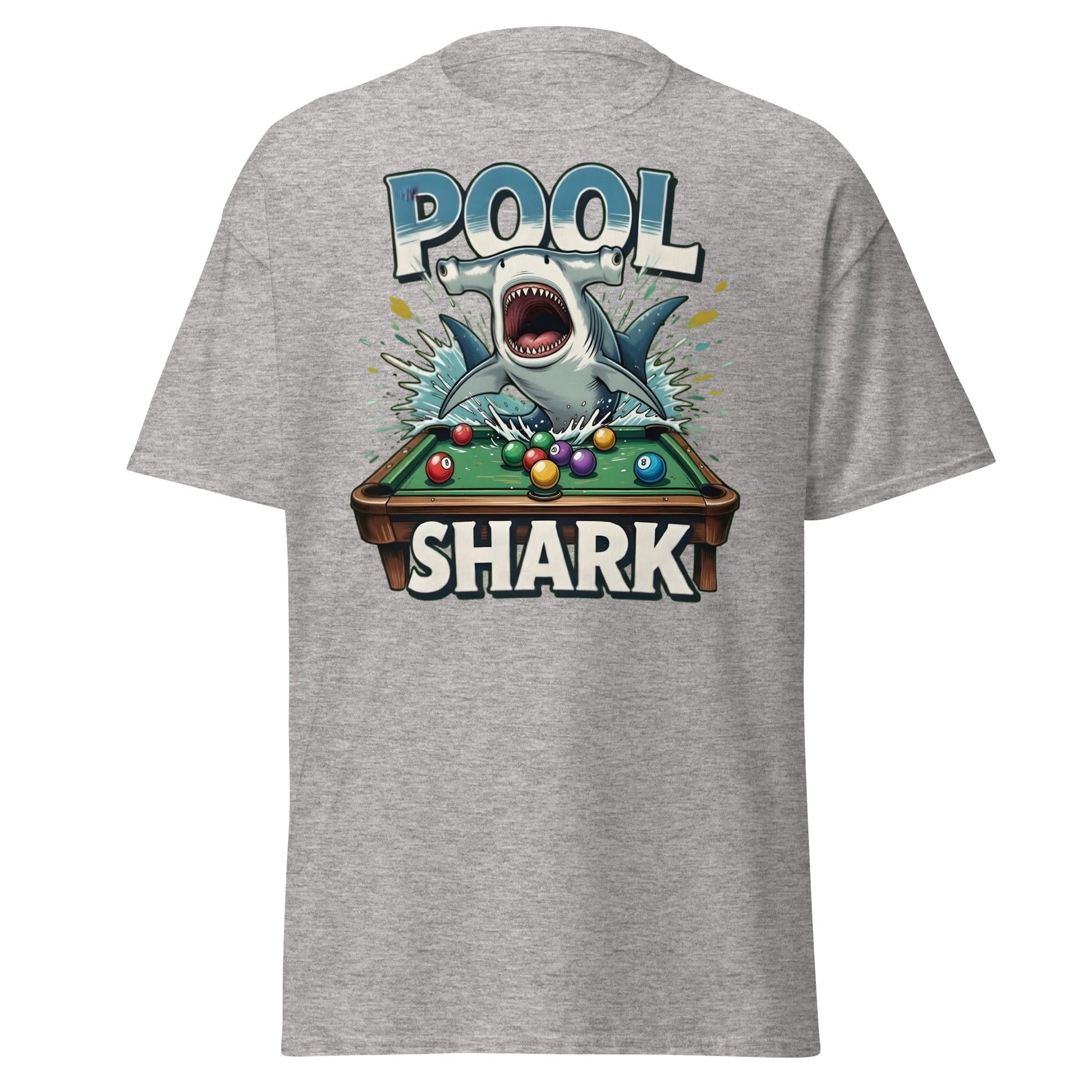 Hammerhead Pool Shark T-Shirt - Funny Billiards Pun Tee - Sport Grey - T-Shirts Online