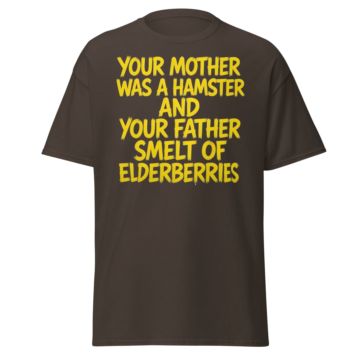 Hamster & Elderberries Funny Quote T-Shirt - Dark Chocolate - T-Shirts Online