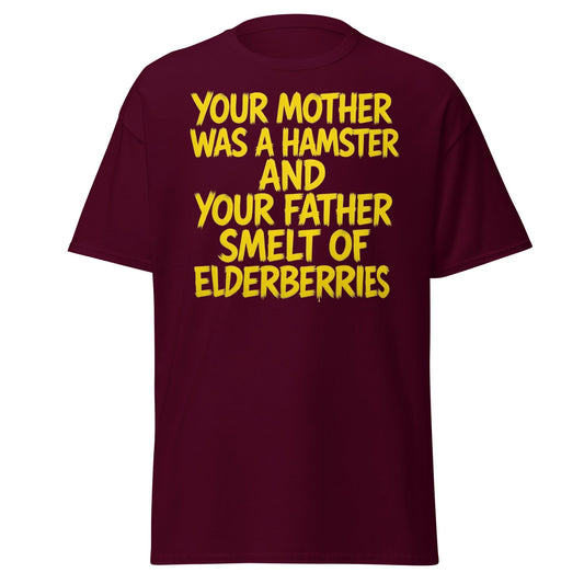 Hamster & Elderberries Funny Quote T-Shirt - Maroon - T-Shirts Online