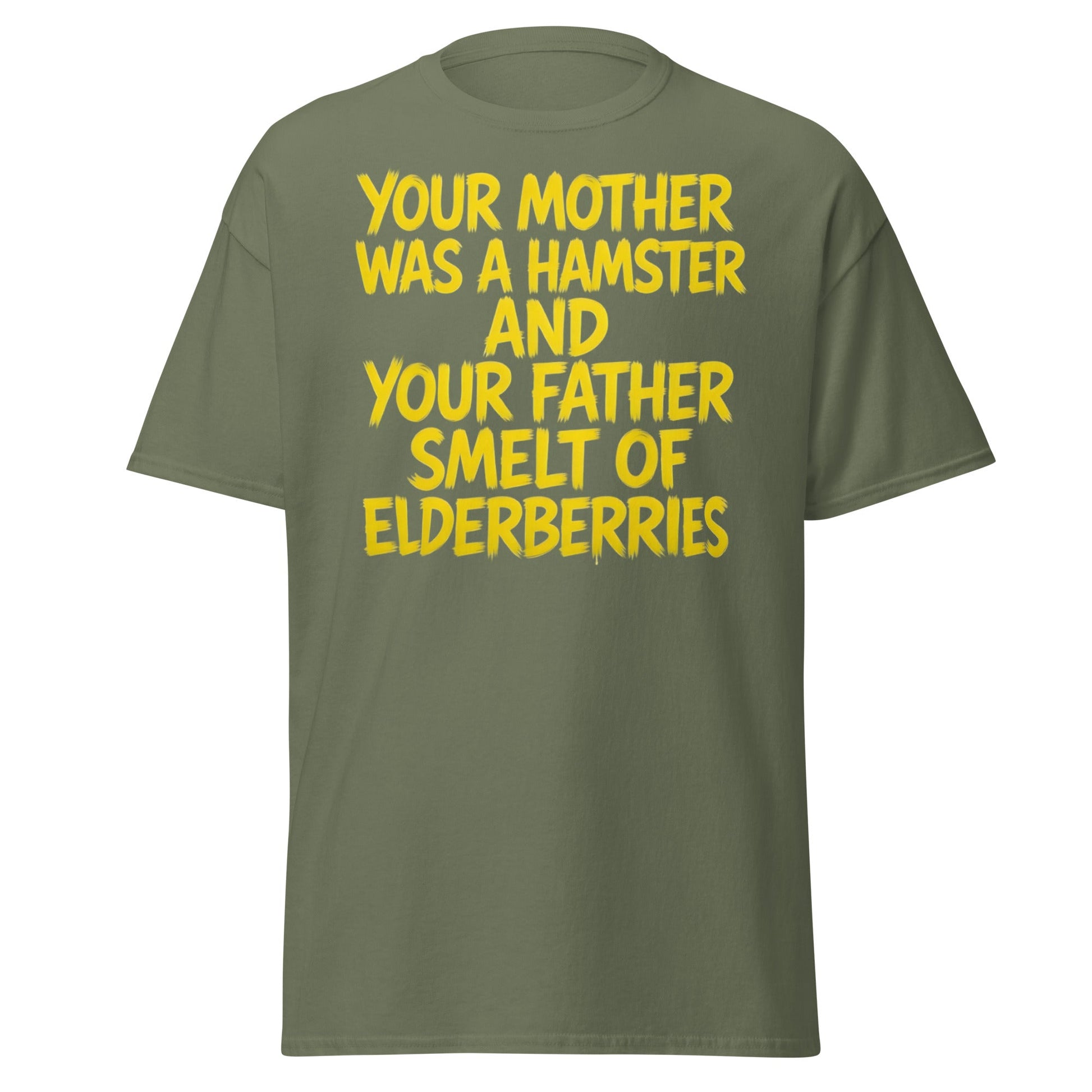 Hamster & Elderberries Funny Quote T-Shirt - Military Green - T-Shirts Online