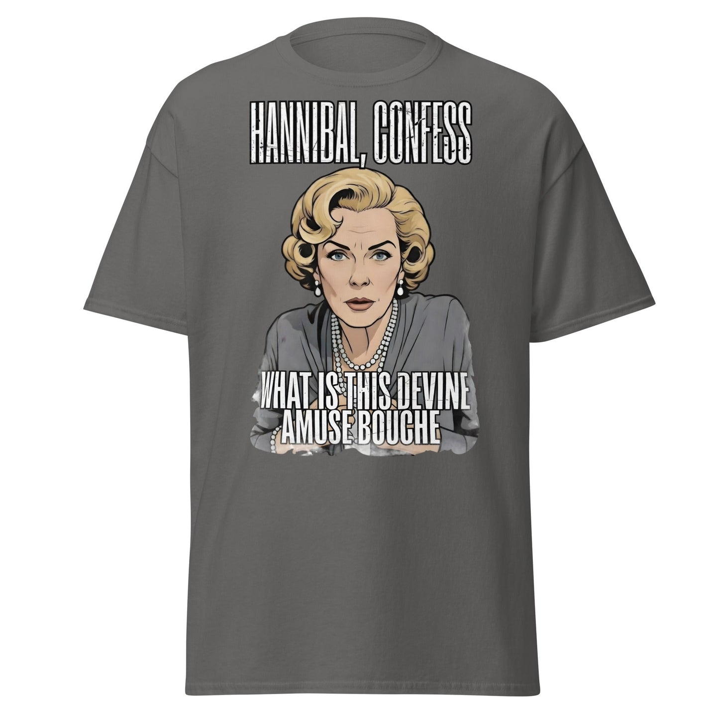 Hannibal Amuse Bouche Funny Pop Art T-Shirt - Charcoal - T-Shirts Online
