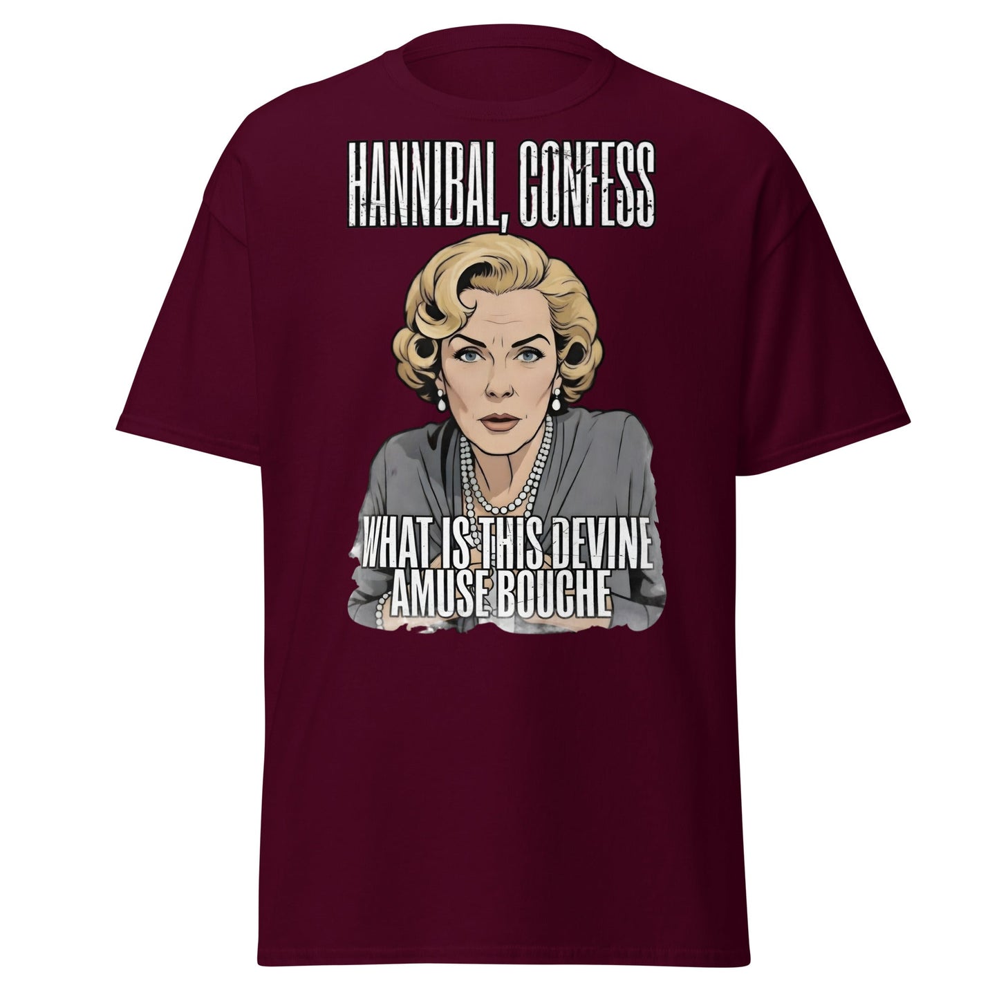 Hannibal Amuse Bouche Funny Pop Art T-Shirt - Maroon - T-Shirts Online