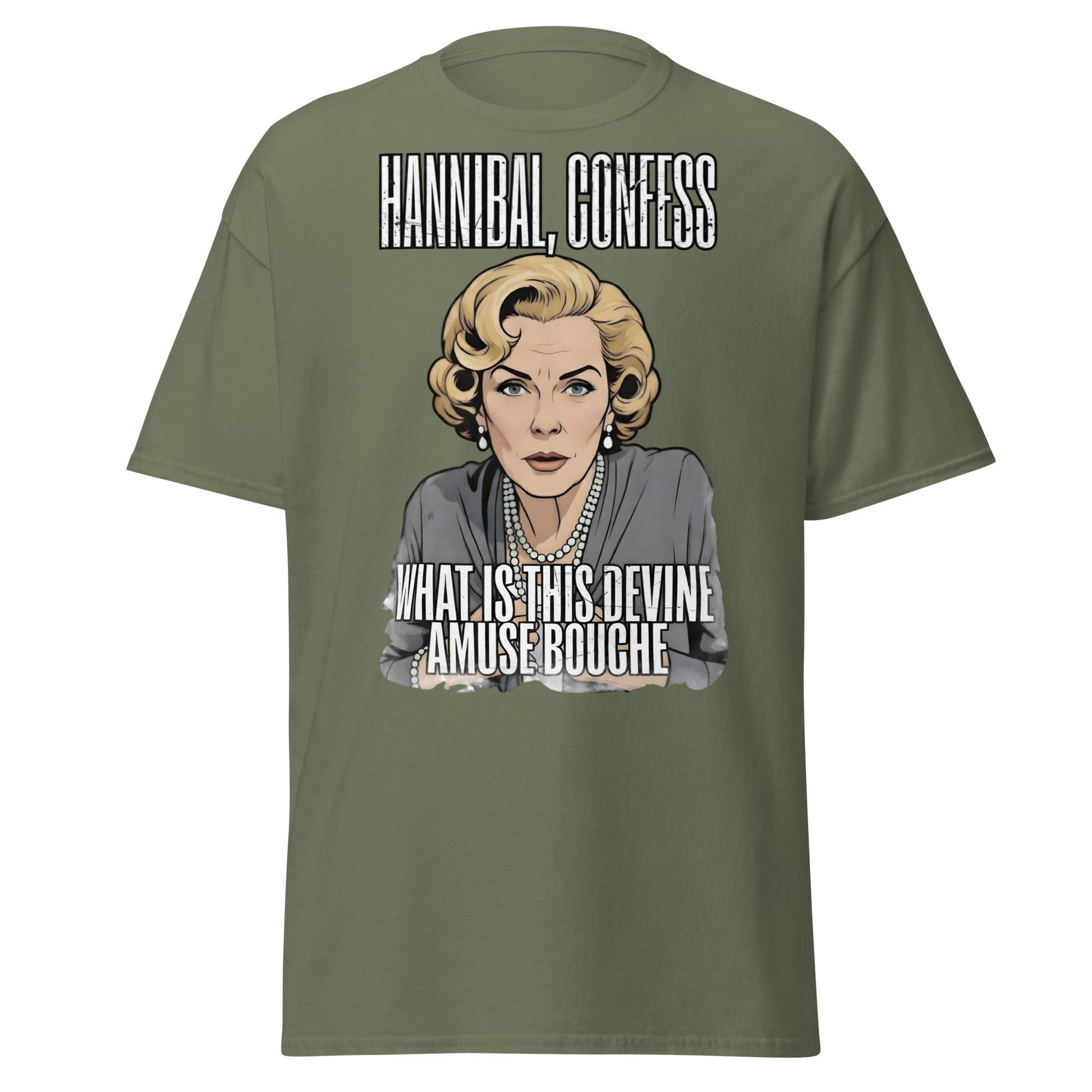 Hannibal Amuse Bouche Funny Pop Art T-Shirt - Military Green - T-Shirts Online