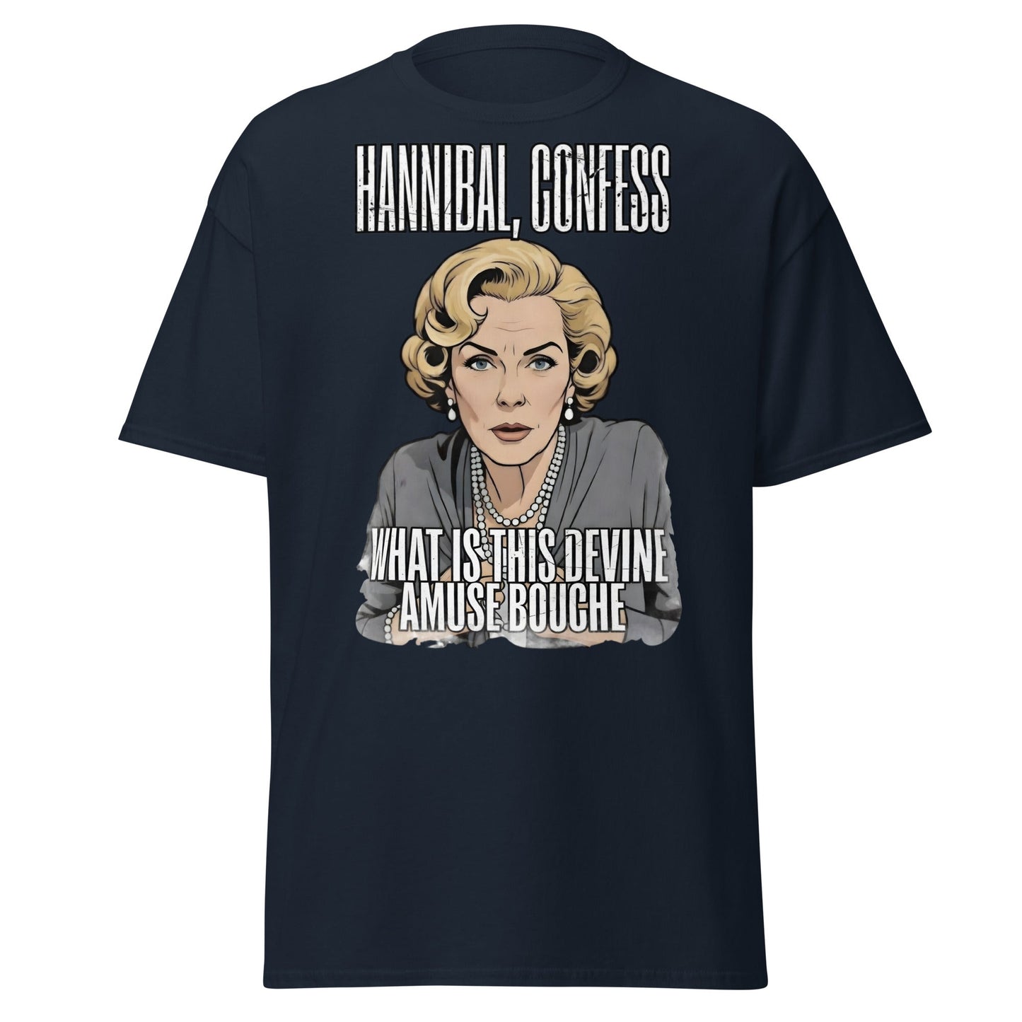 Hannibal Amuse Bouche Funny Pop Art T-Shirt - Navy - T-Shirts Online