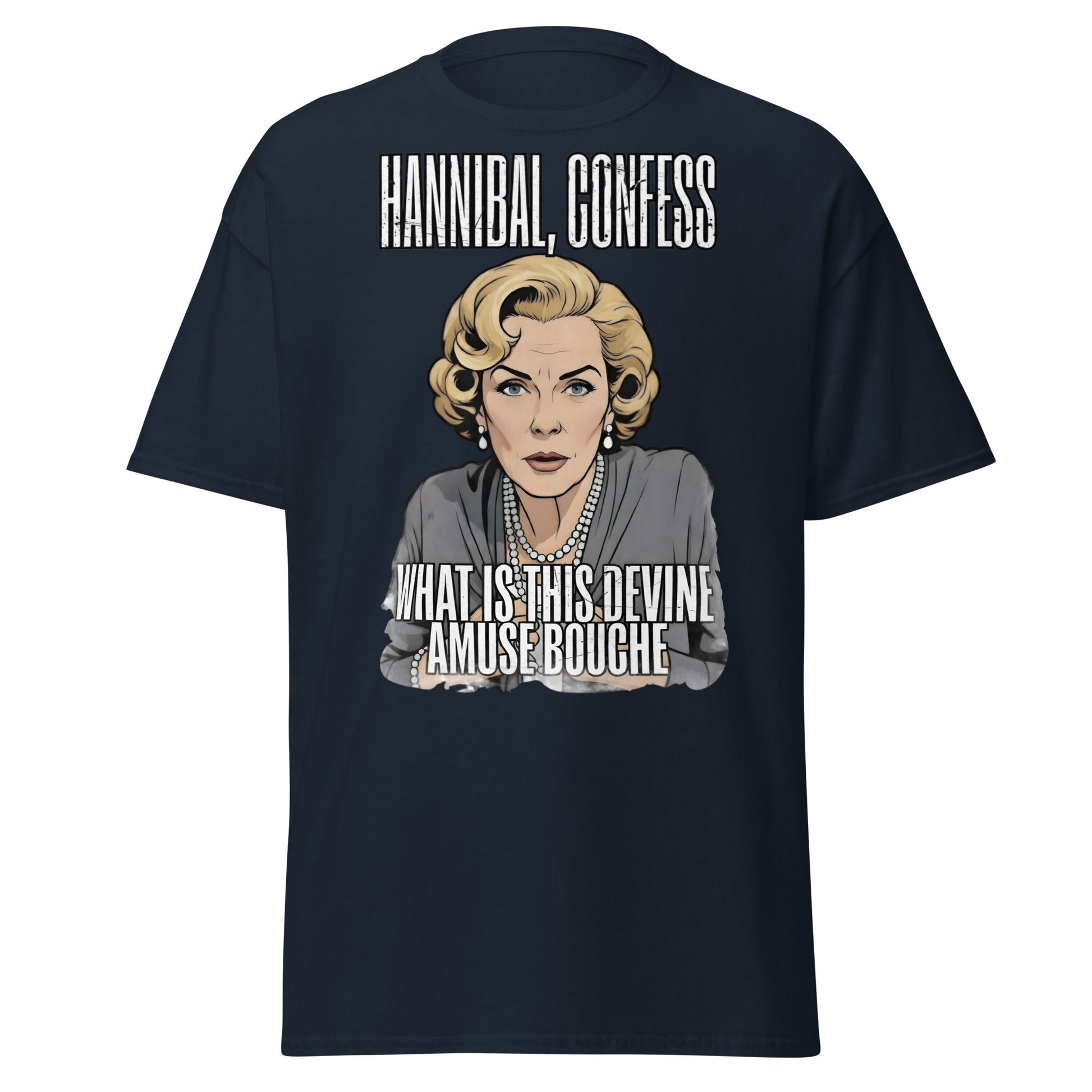 Hannibal Amuse Bouche Funny Pop Art T-Shirt - Navy - T-Shirts Online